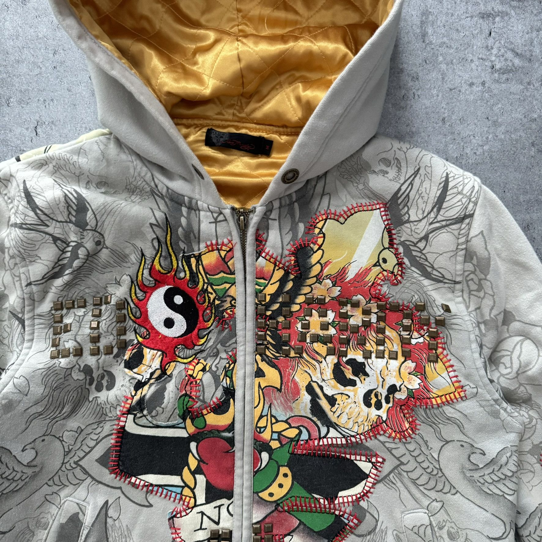 Christian Audigier × Ed Hardy Rare Ed Hardy full print zip up hoodie No Roses Grow Size US M / EU 48-50 / 2 - 4 Thumbnail