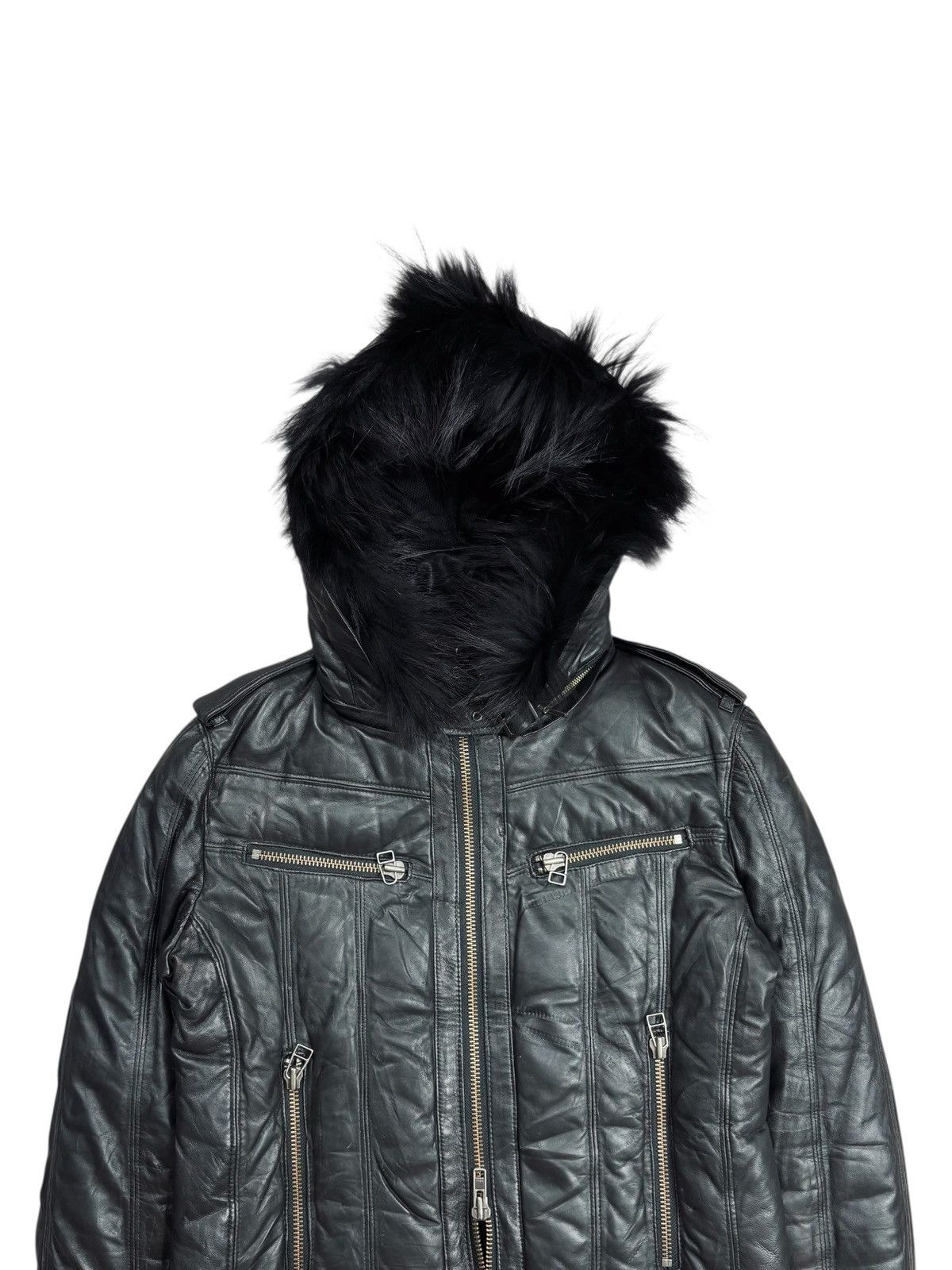 Yasuyuki Ishii 2000s Maniac Works - Fur Hoodie Leather Rider Jacket Size US M / EU 48-50 / 2 - 7 Thumbnail