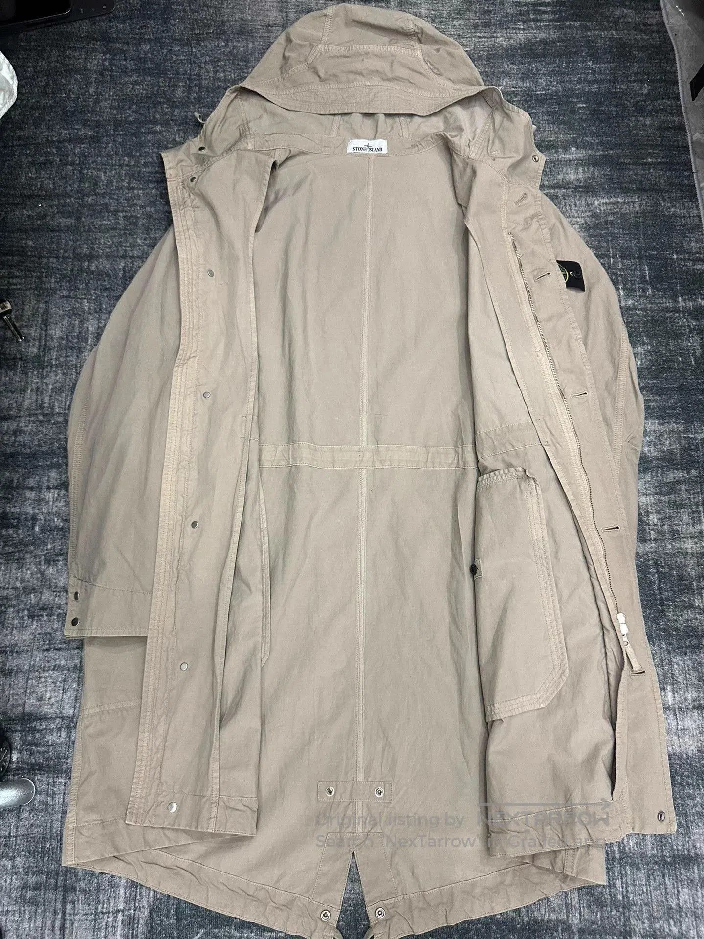 Stone Island Beige Long Hooded Parka with Pockets. Size US L / EU 52-54 / 3 - 3 Thumbnail