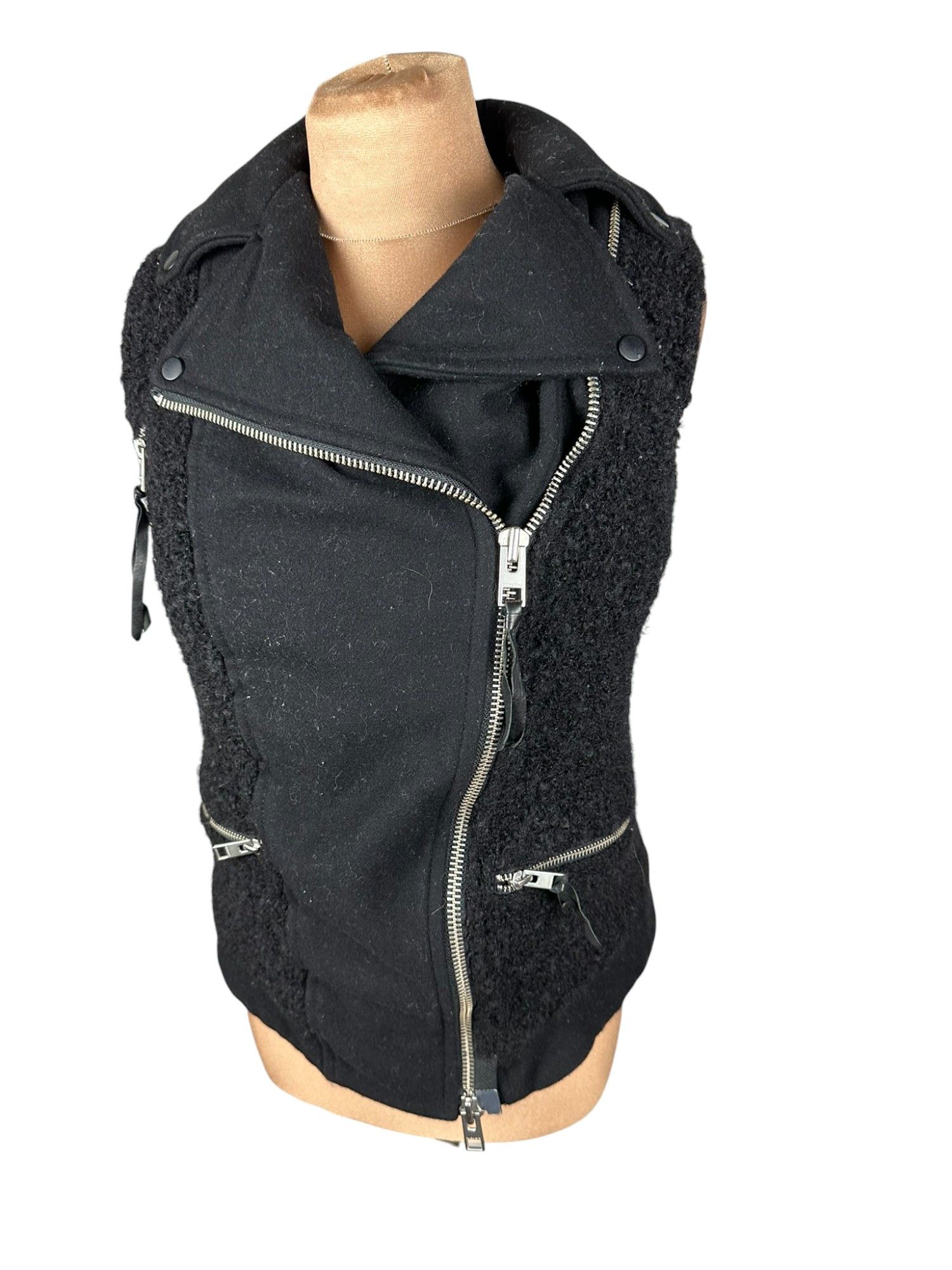 Allsaints × Designer Allsaints Avant Garde Wool Zip Y2k Vest Size S / US 4 / IT 40 - 3 Thumbnail