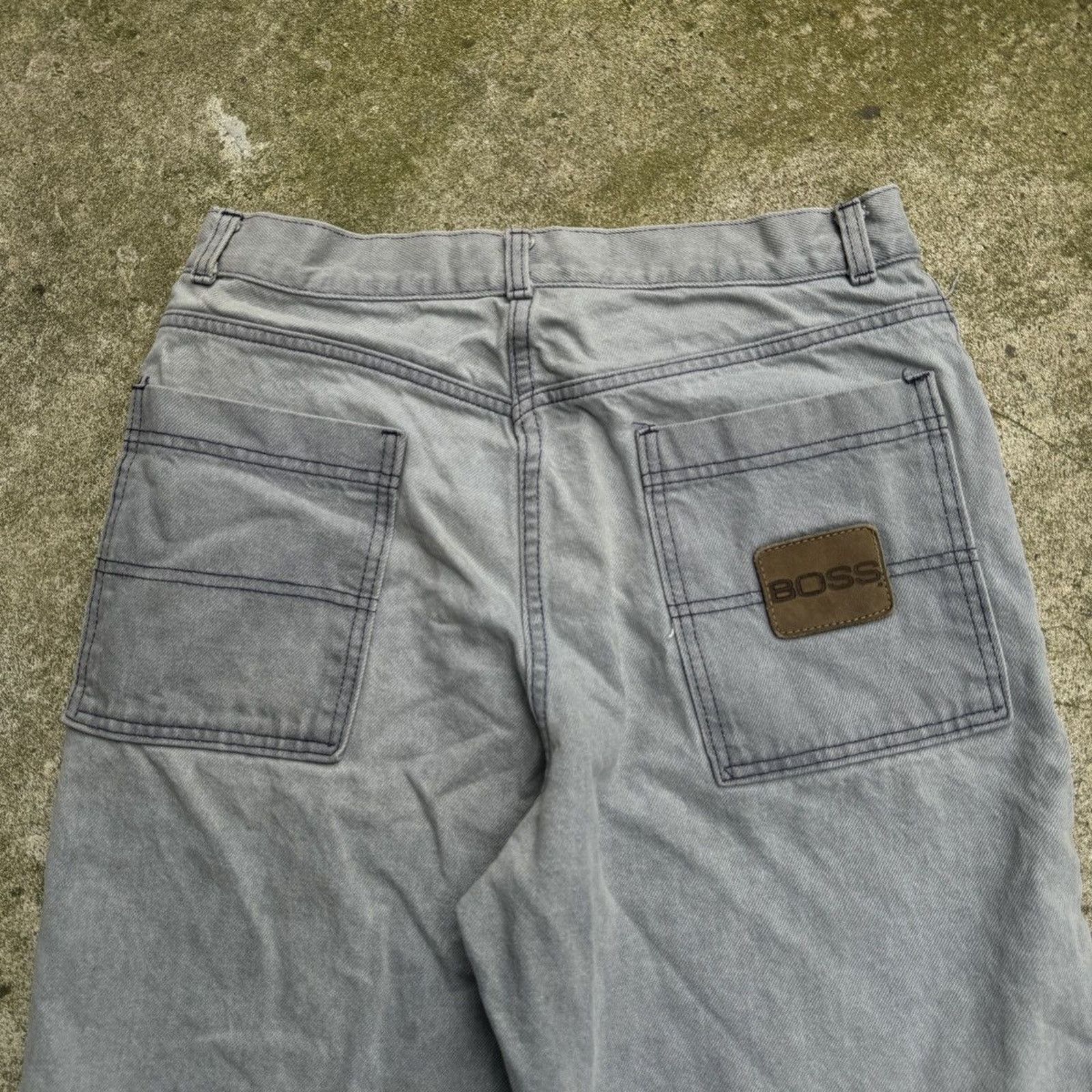 JNCO VINTAGE Y2K BOSS BAGGY FADED THRASHED DENIM JEAN SHORTS Size US 32 / EU 48 - 12 Thumbnail