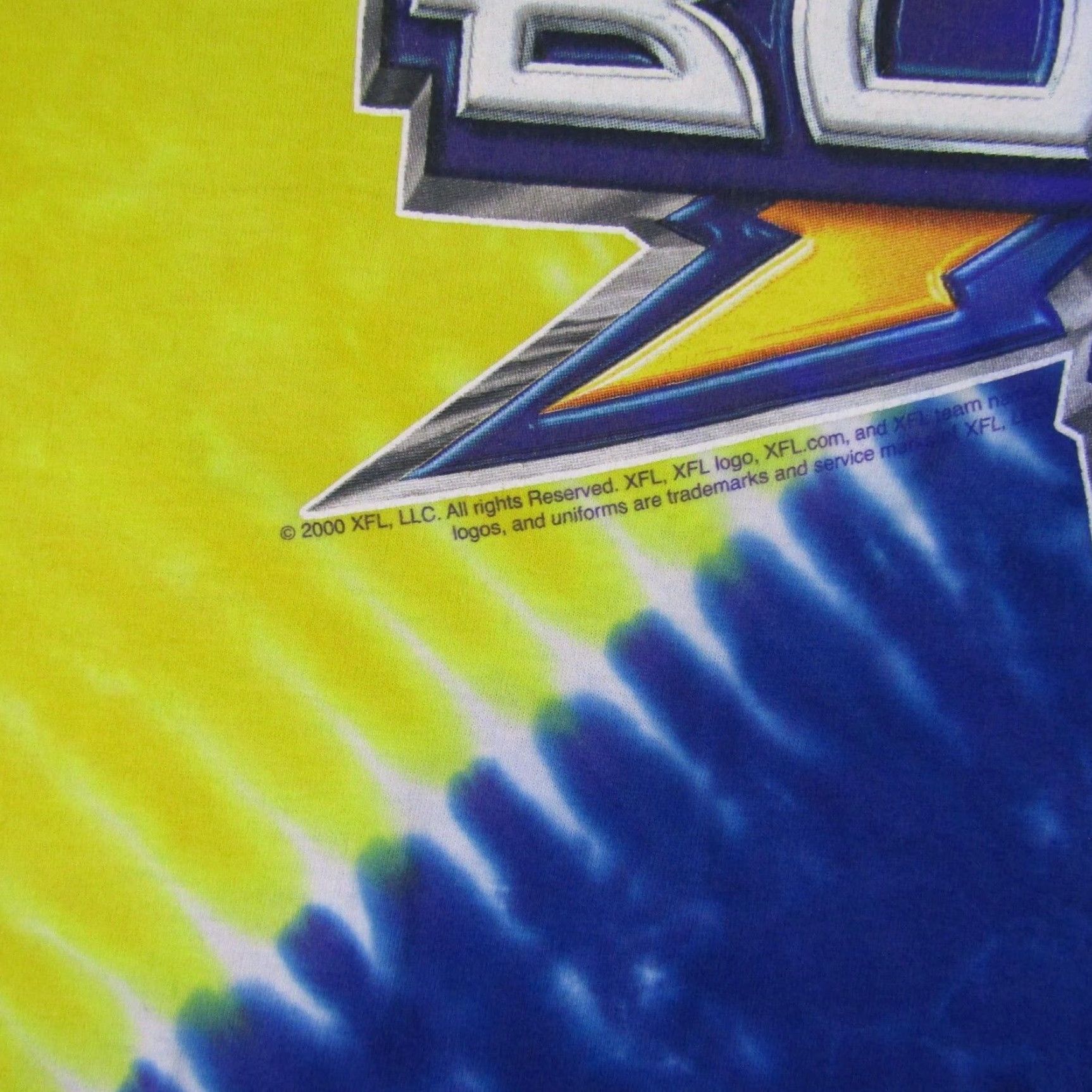 Liquid Blue Vintage Liquid Blue Birmingham Bolts XL Cotton Graphic Print T-Shirt Blue Yellow Tie Dye XFL Football Mens Size US XL / EU 56 / 4 - 5 Thumbnail