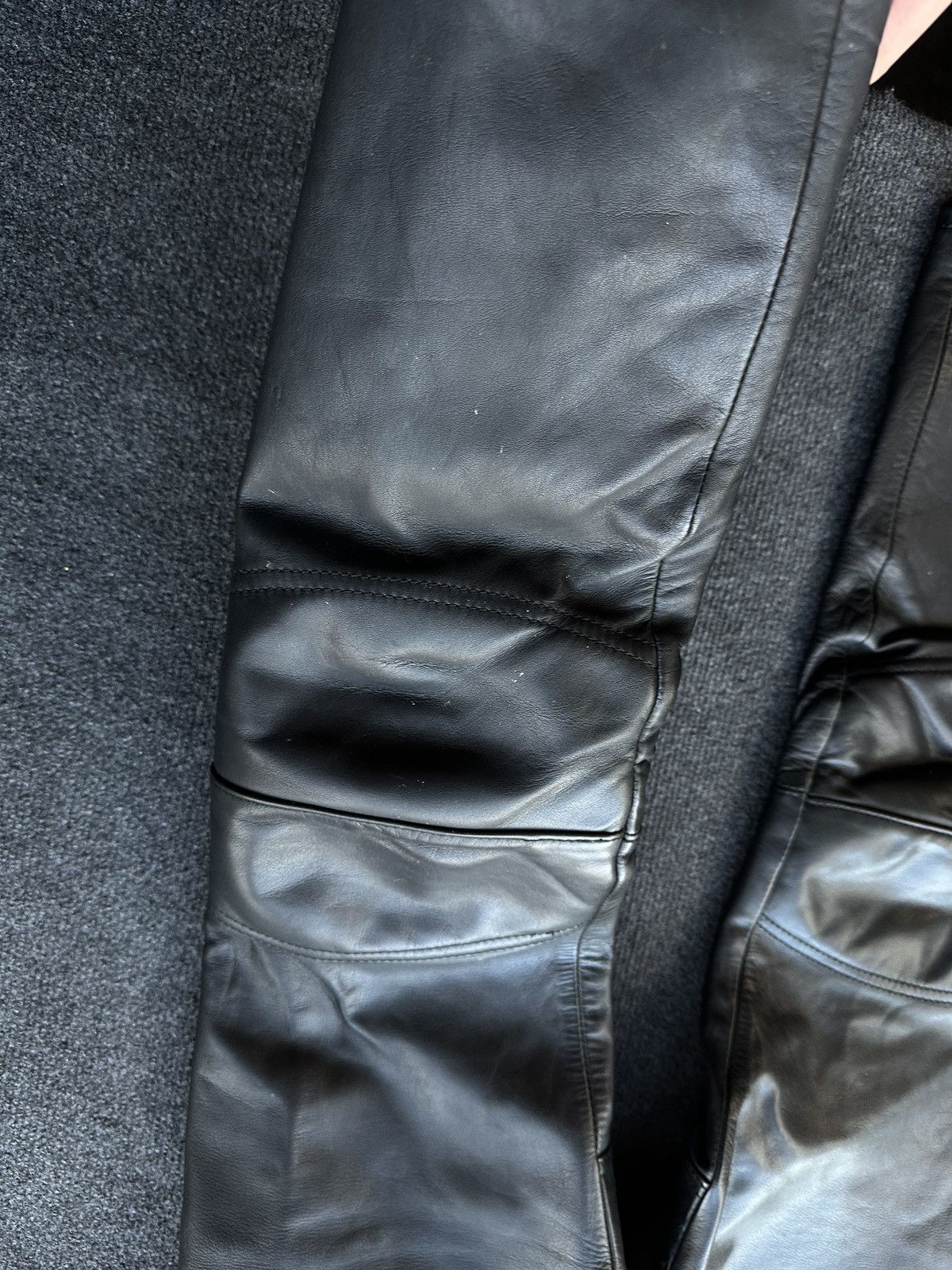 Leather 🚨GRAIL LEATHER PANTS RACING VNTG Cowboy Biker Leather Pants Size US 27 - 5 Thumbnail