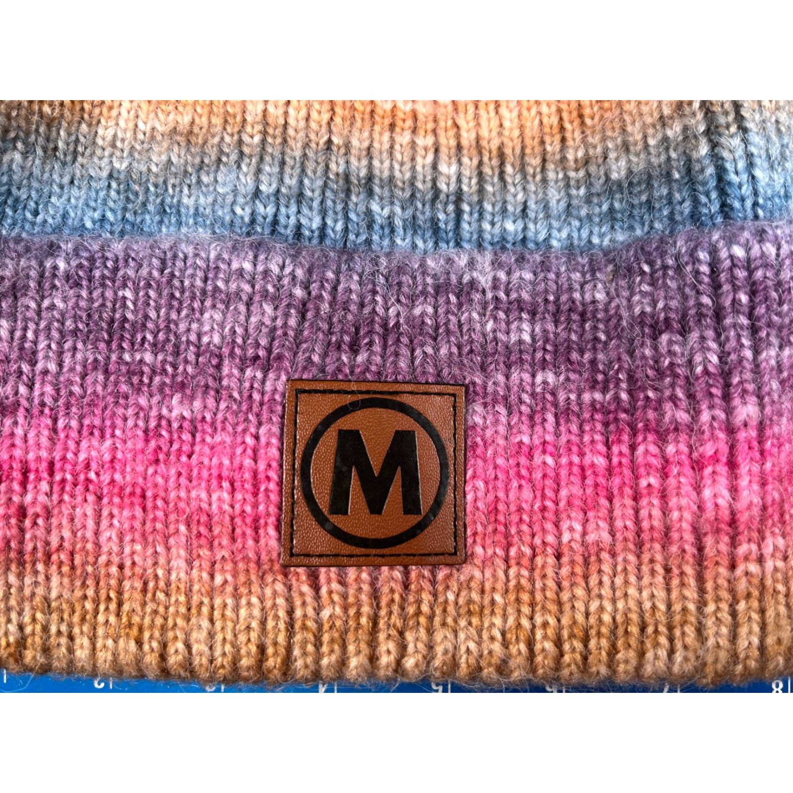 Vintage Simply Malia Made Beanie Women One Size Pink Orange Purple Knit Acrylic Ombre Hat Womens Beanie Size ONE SIZE - 2 Thumbnail