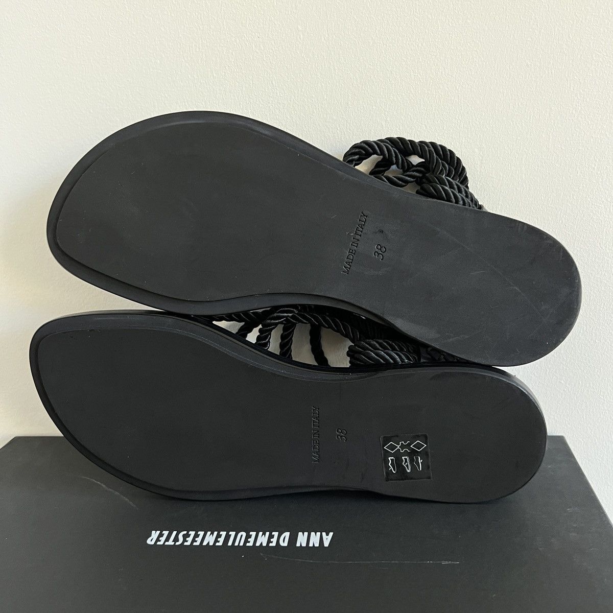 Ann Demeulemeester Ann Demeulemeester black nero leather cord strap sandals Size US 8 / IT 38 - 8 Thumbnail