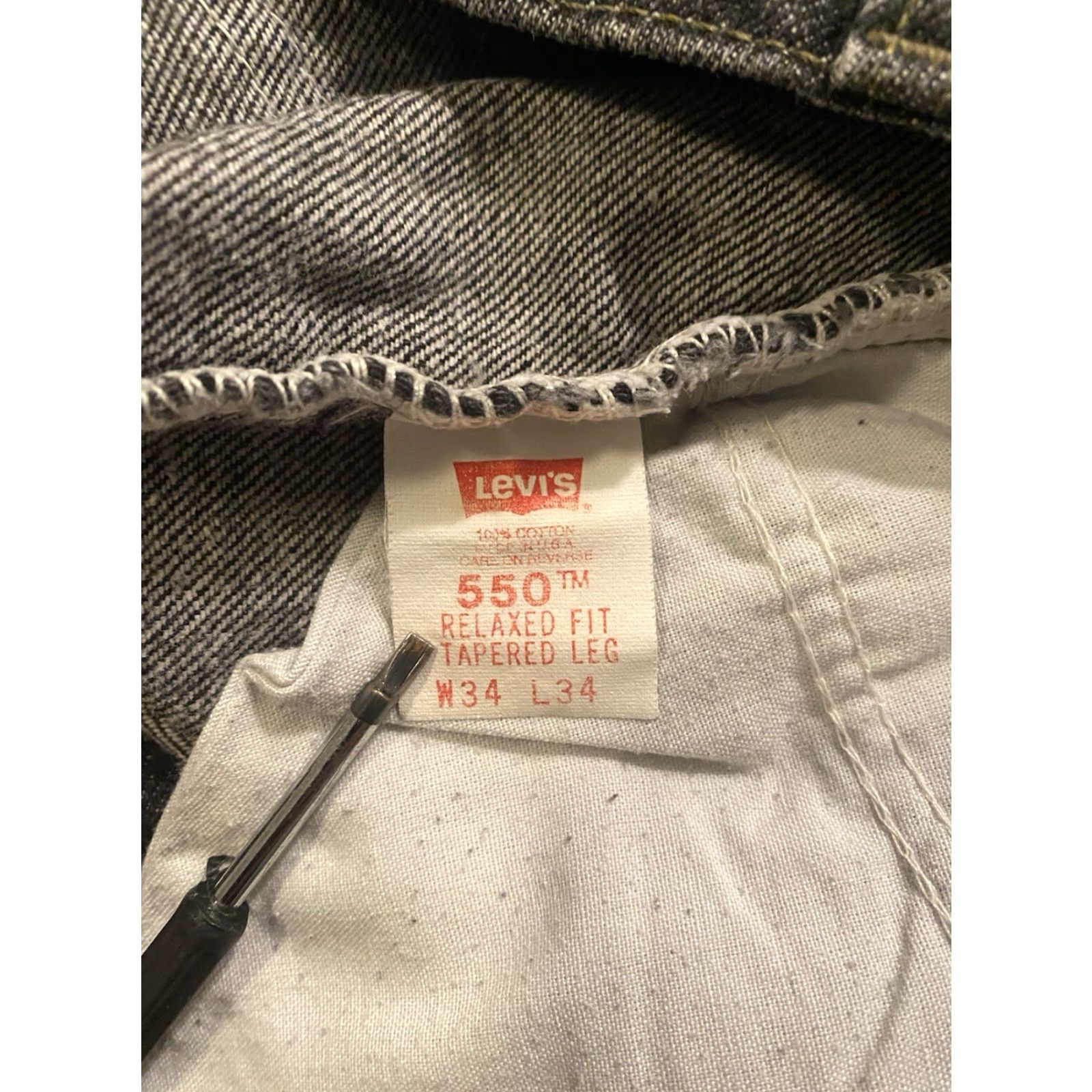 Levi's VINTAGE Levi's 550 Jeans 34x34 90s Black Denim Relaxed Fit 5-Pocket Men USA Size US 34 / EU 50 - 6 Thumbnail