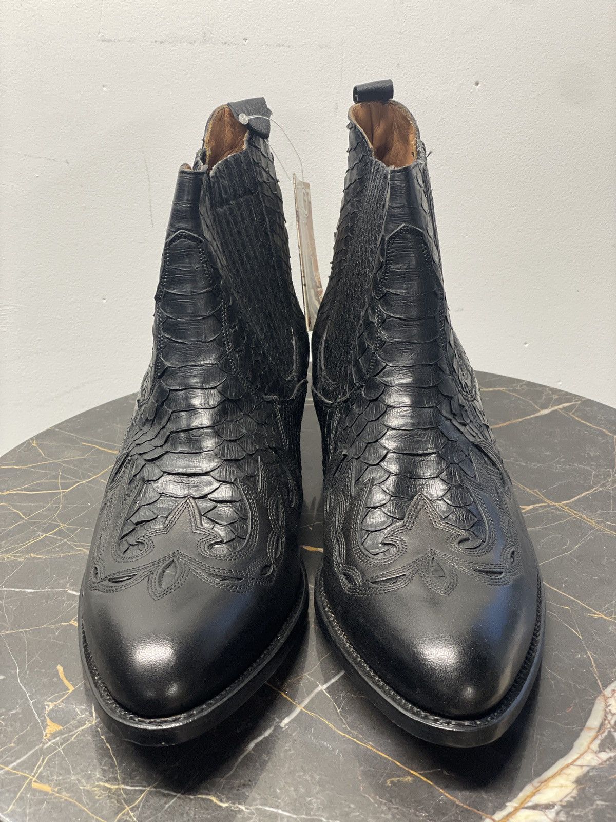 Sancho Boots Real Python Saba 6152 Black Leather Chelsea Boots Genuine Size US 13 / EU 46 - 2 Thumbnail