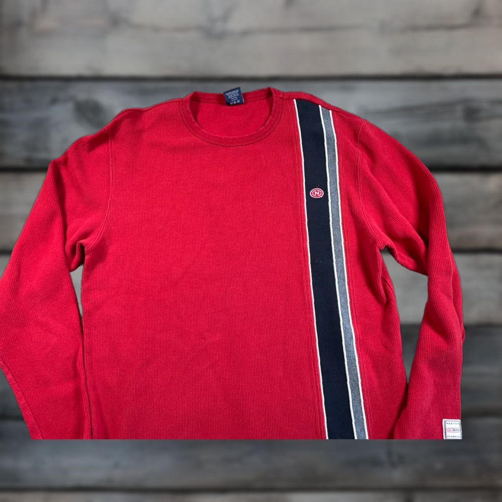 Nautica VINTAGE Nautica Ribbed Sweater Adult Large Red Striped Knit Pullover Casual Hipster Mens Size US L / EU 52-54 / 3 - 1 Thumbnail