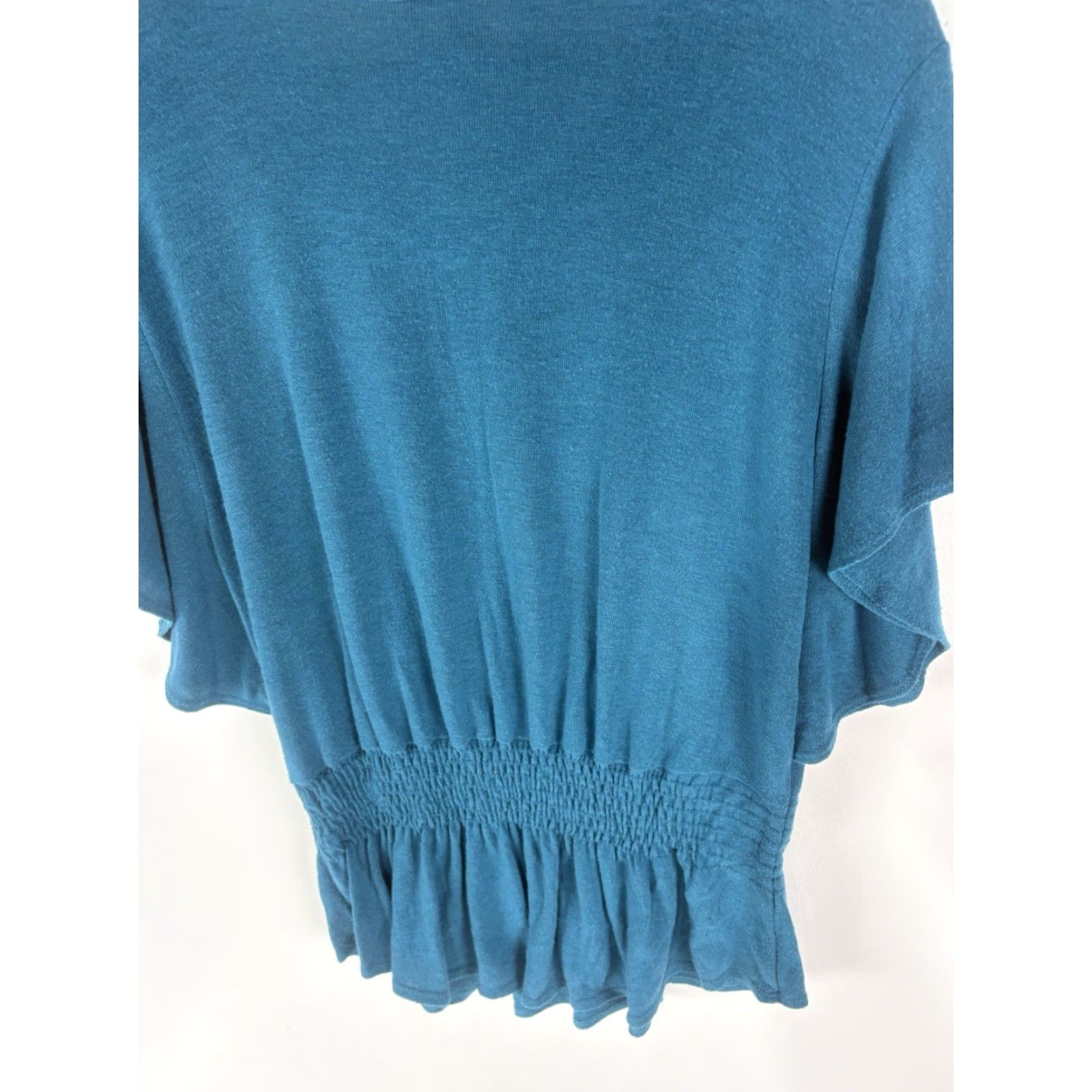 Vintage VINTAGE Charming Charlie Tunic Top Womens L USA Turquoise Beaded Flutter Sleeve Knit Blouse - 25in Length - 17in Pit to Pit - Regular Fit Size L / US 10 / IT 46 - 7 Thumbnail