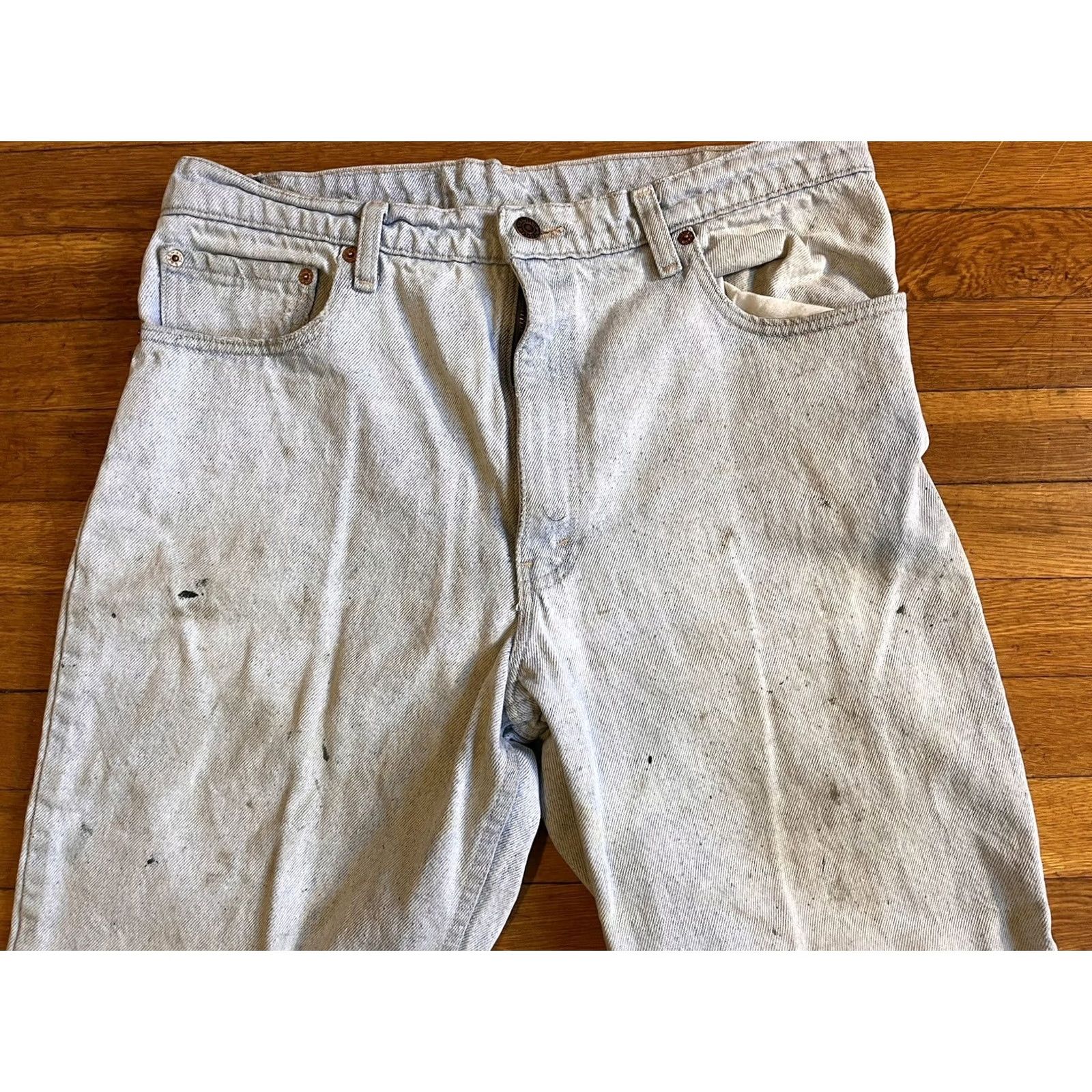 Levi's VINTAGE Levi’s Jeans Mens 33x28 Distressed 80s USA Blue Denim Cotton 5-Pocket Regular Straight Jeans Mens Size US 33 - 4 Thumbnail