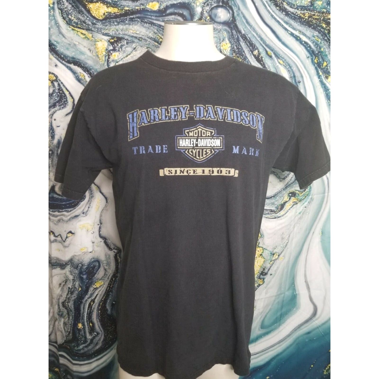 Harley Davidson VINTAGE Harley-Davidson Black Patriotic T-Shirt Adult Large American Eagle Double-Sided Mens Size US L / EU 52-54 / 3 - 2 Thumbnail