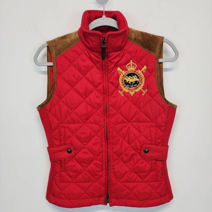 Suede-Trim Quilted Vest, Ralph Lauren