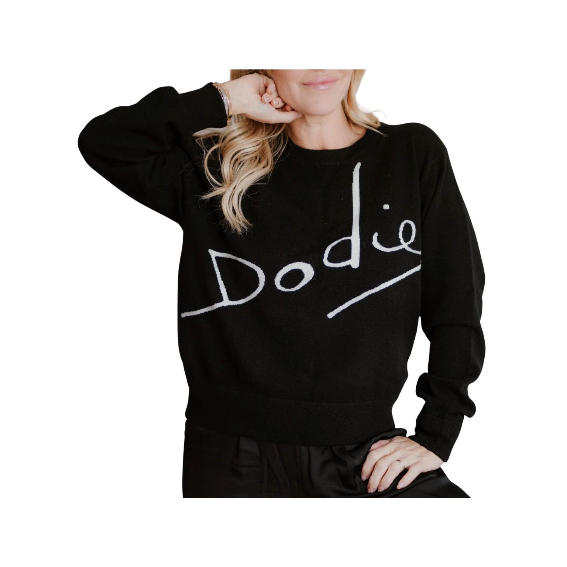 Other Dodiee Black Logo Cashmere Crew Sweater NWT $450 M Size M / US 6-8 / IT 42-44 - 2 Thumbnail