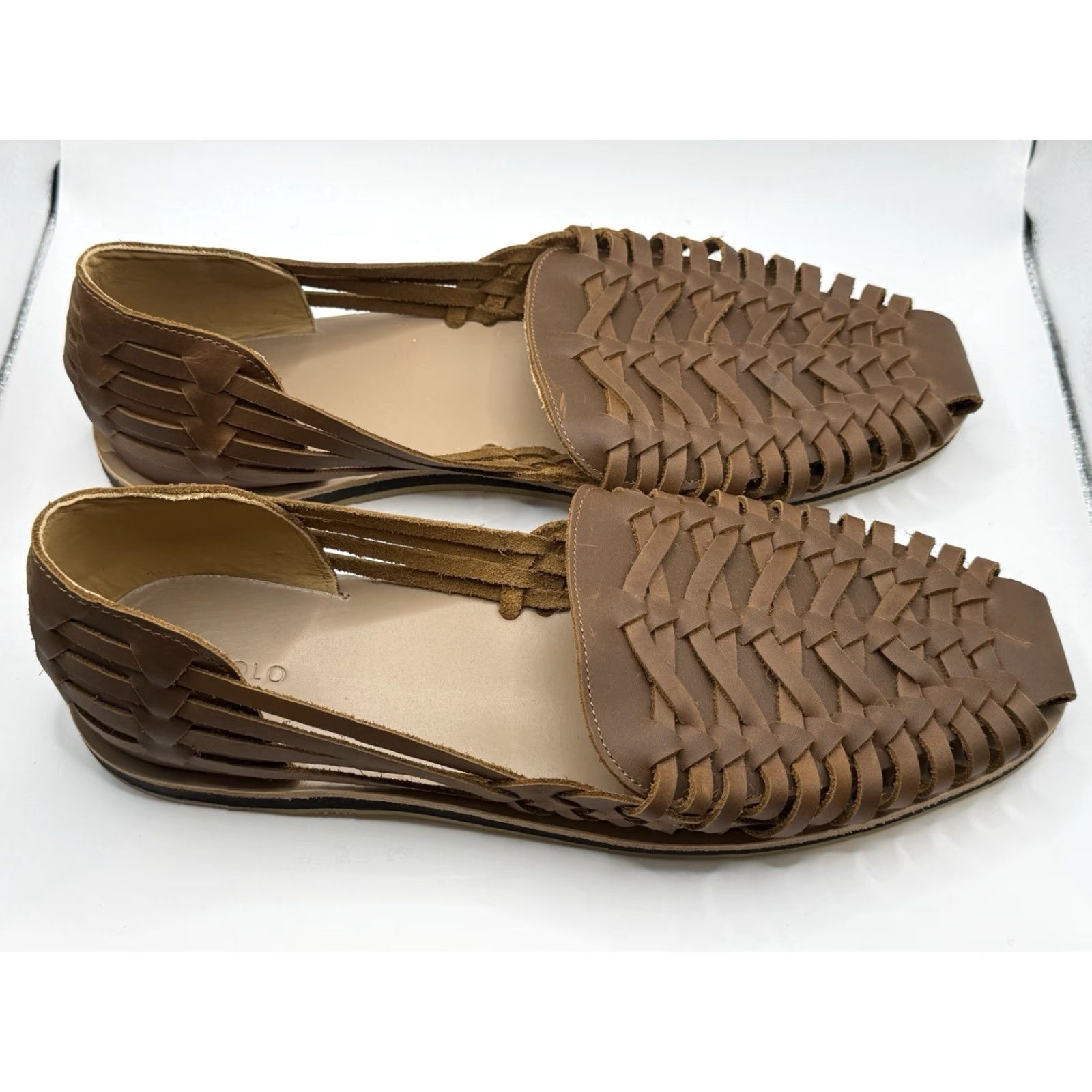Nisolo NWOB Nisolo Men's Brown Woven Leather Slip On Huarache Sandals 12 Brown Leather Slip-On Cushioned Casual Travel Shoes Mens Size US 12 / EU 45 - 2 Thumbnail