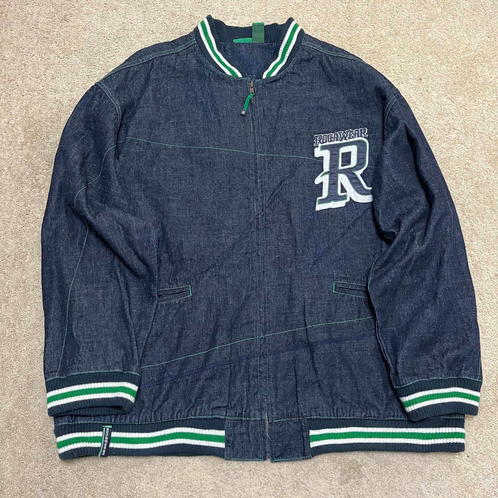 Rocawear Rocawear Y2K Oversized Denim Lettermen Style Jacket 2XL Size US XXL / EU 58 / 5 - 2 Thumbnail