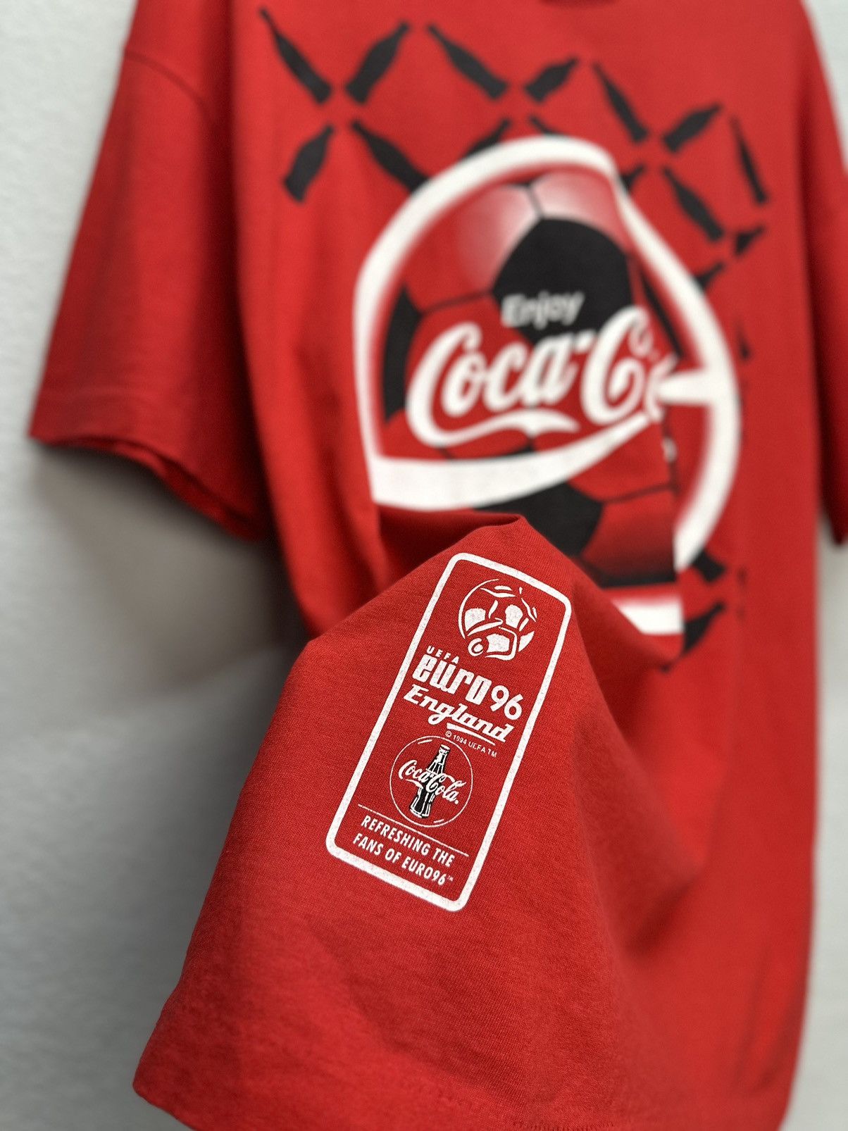 Coca Cola UEFA 1996 Euro Vintage 96 Coca Cola England Football Soccer Size US XL / EU 56 / 4 - 4 Thumbnail