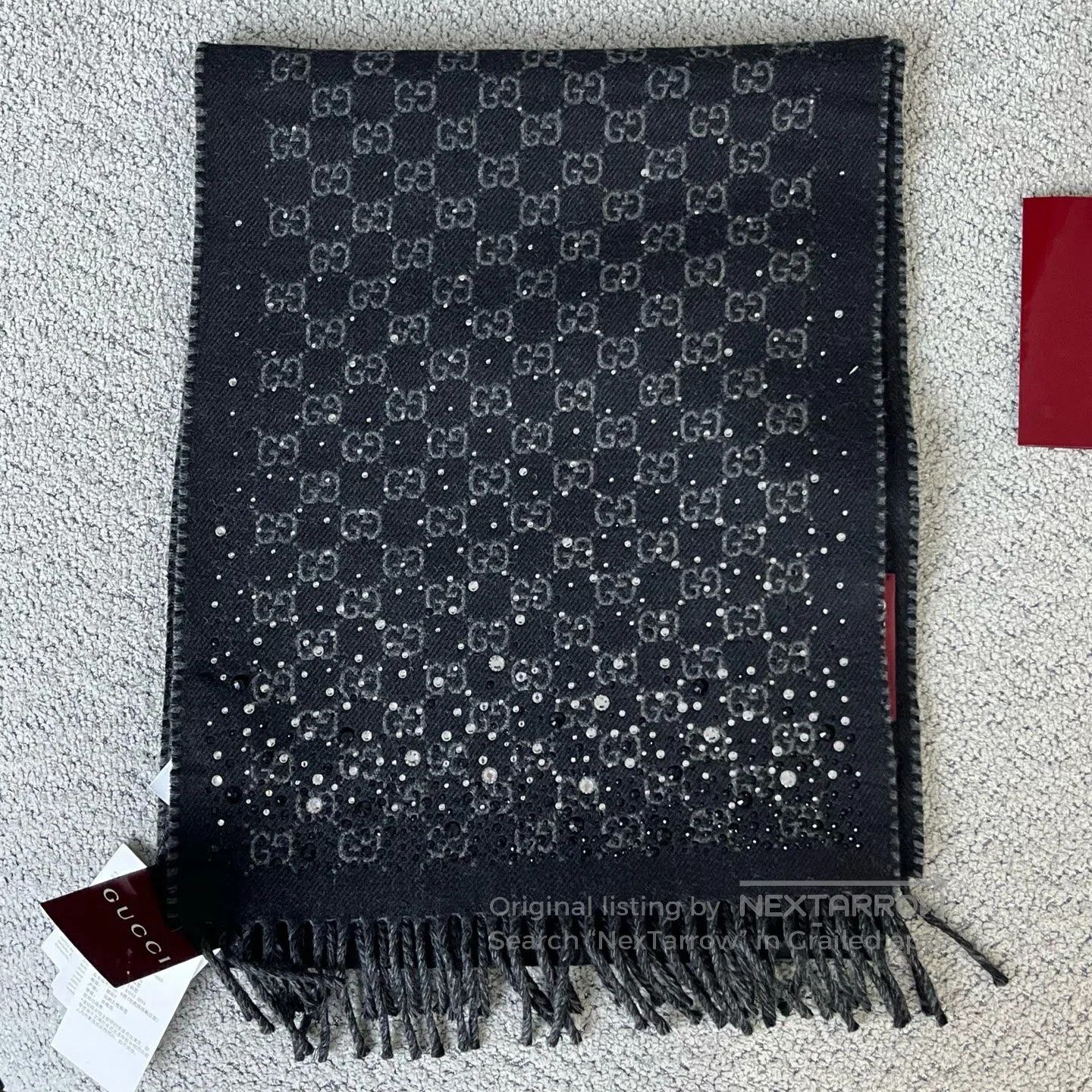 Gucci Guicci Flossed-edged woolen scarf with rolled edges| Size ONE SIZE - 7 Thumbnail
