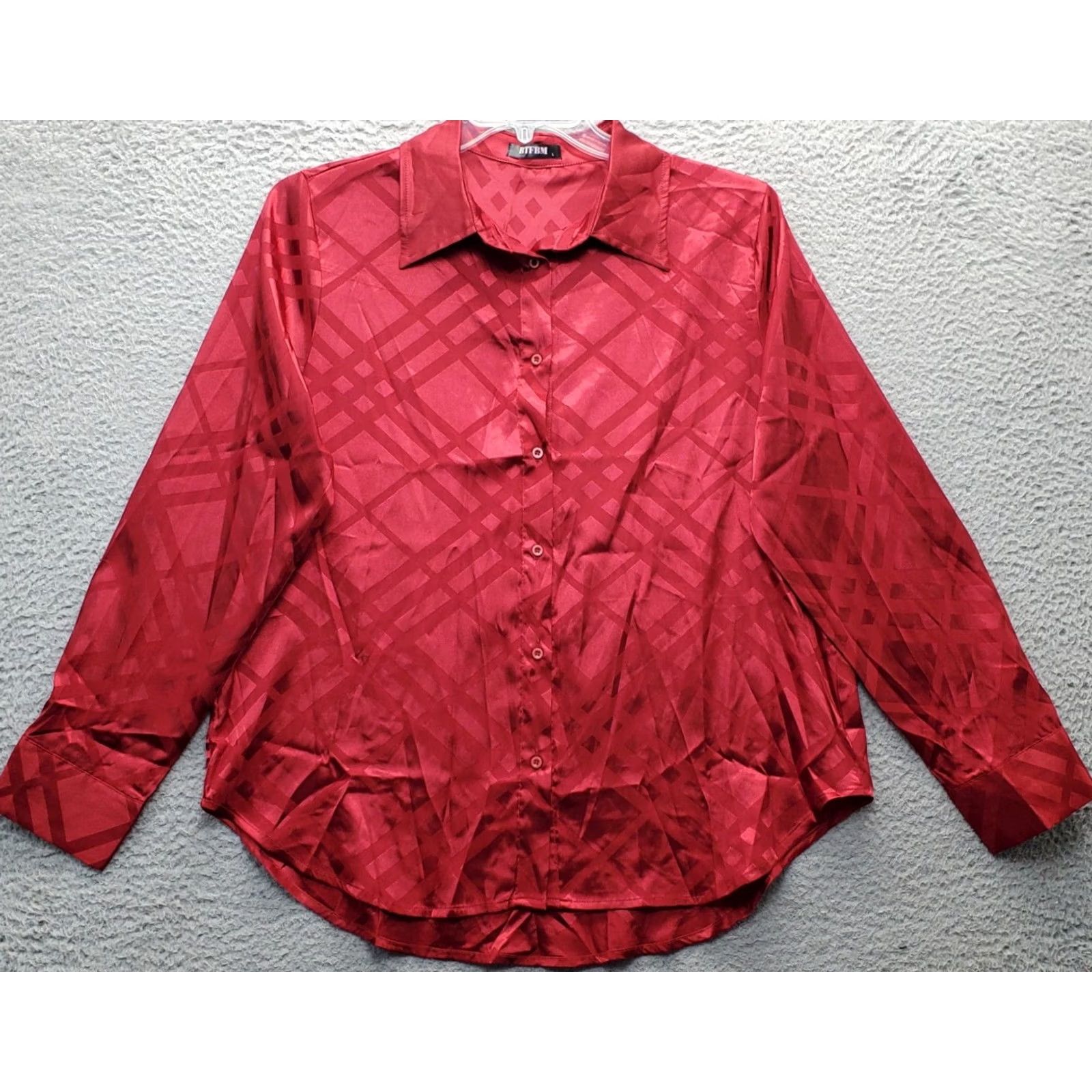 Vintage BTFBM Shirt Womens Size L Red Plaid Long Sleeve Collared Button Up Size L / US 10 / IT 46 - 2 Thumbnail