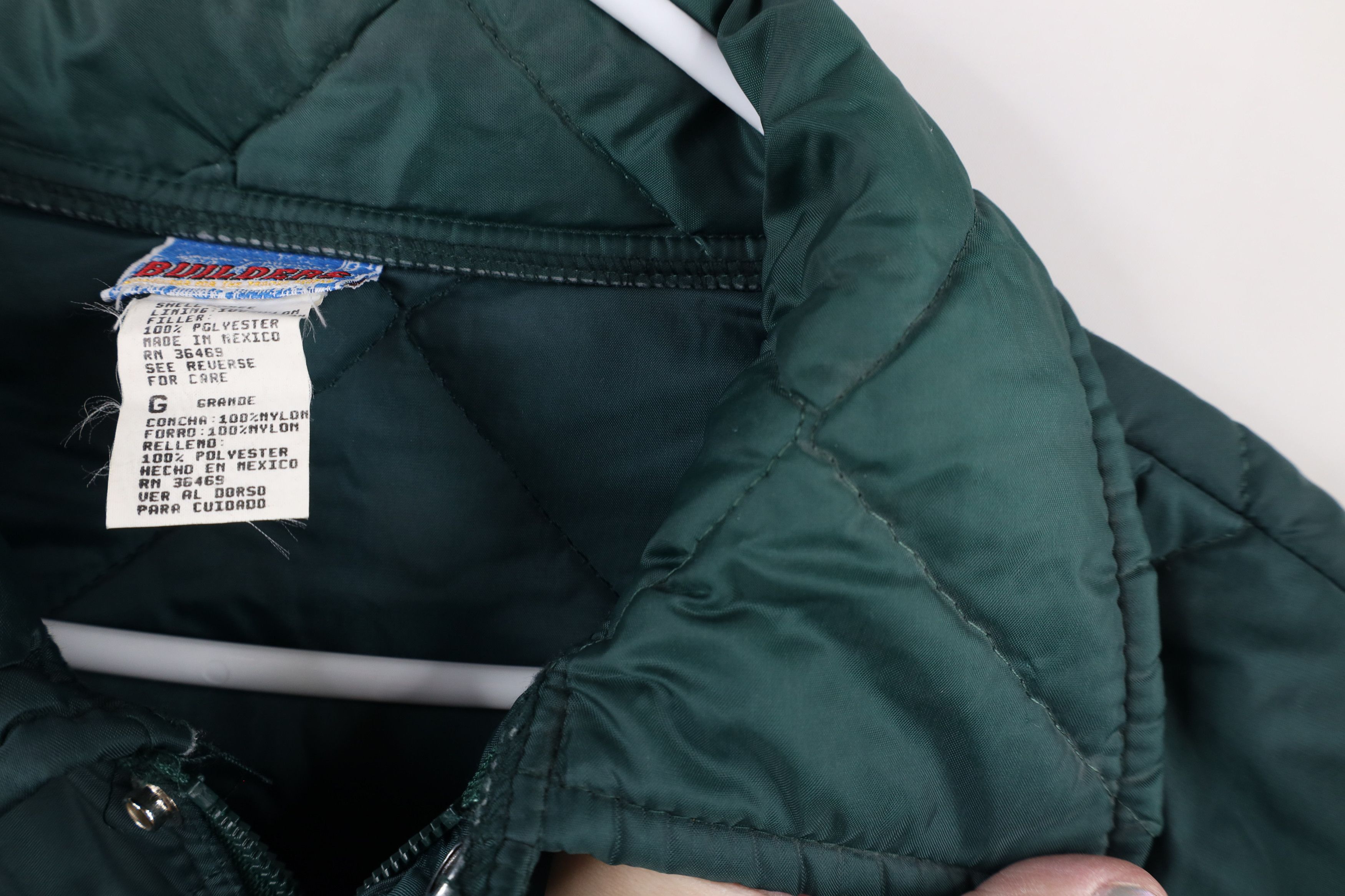 Vintage Vintage 90s Streetwear Blank Quilted Full Zip Jacket Green Size US L / EU 52-54 / 3 - 9 Thumbnail