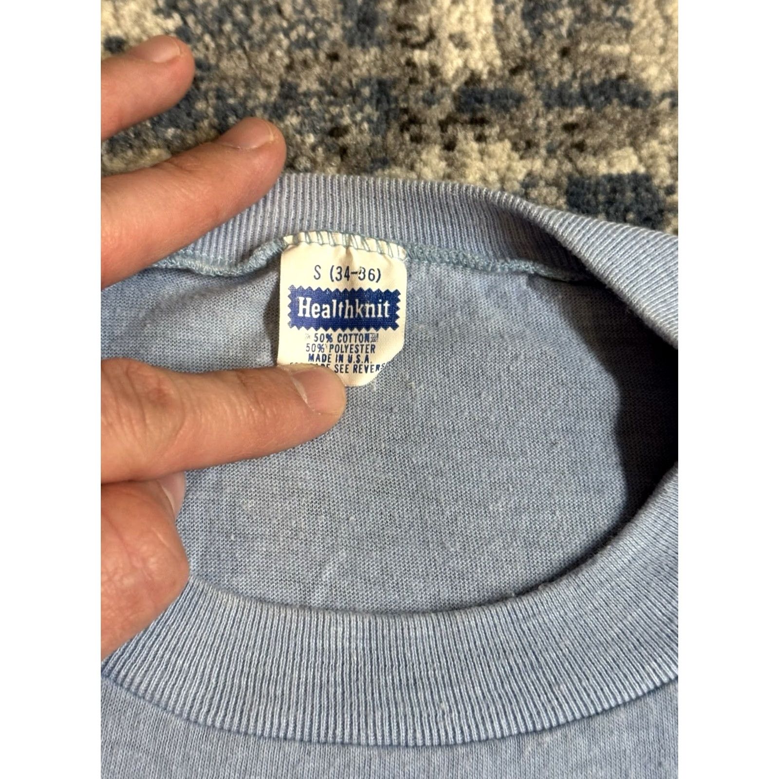 Vintage VINTAGE Sportswear T-Shirt 70s Detroit Heart Punk Rock Band Music Michigan S Blue Mens Size US S / EU 44-46 / 1 - 4 Thumbnail