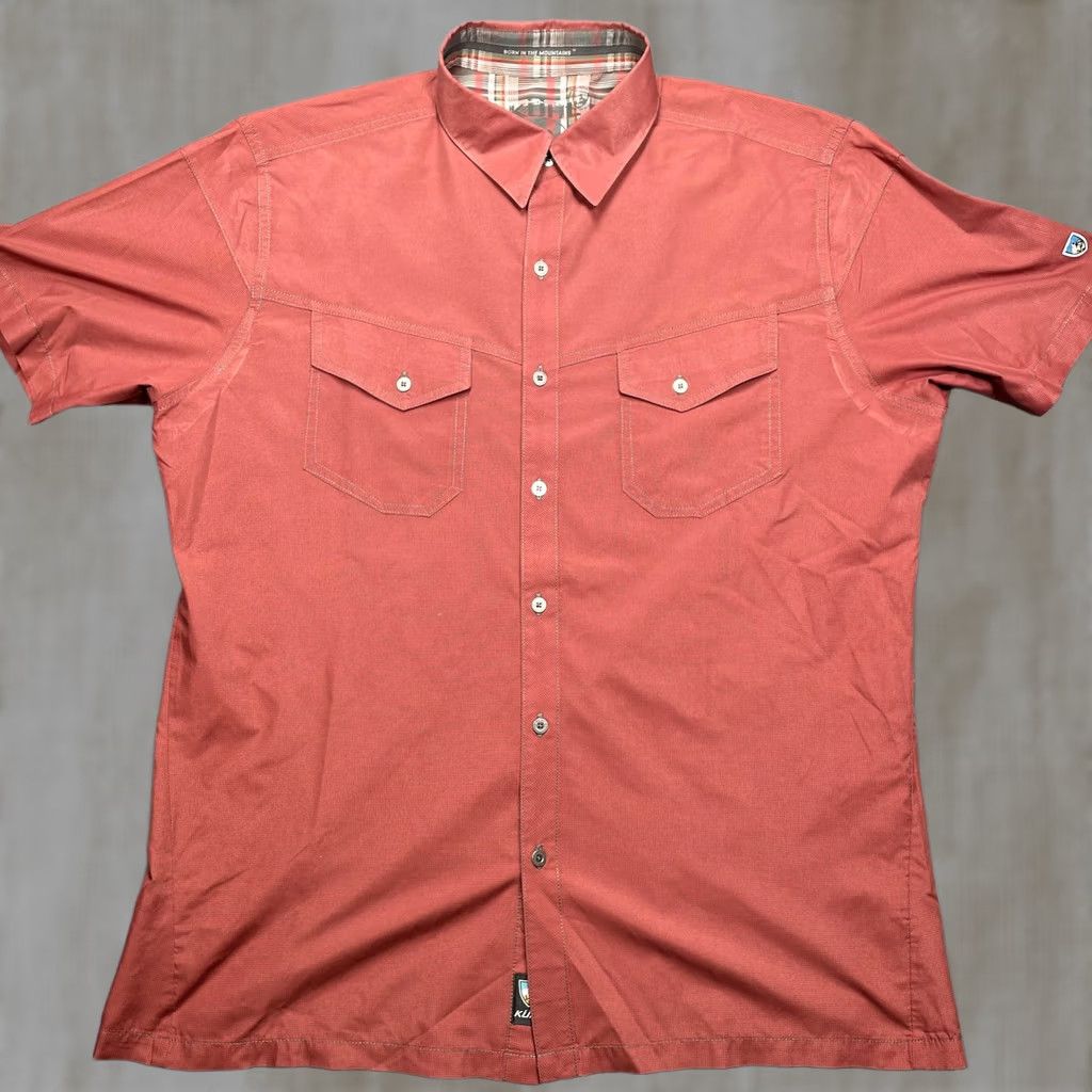 Vintage Kuhl Shirt Mens Large Red Check Short Sleeve Button Up Casual Outdoor Hiking Size US L / EU 52-54 / 3 - 1 Thumbnail
