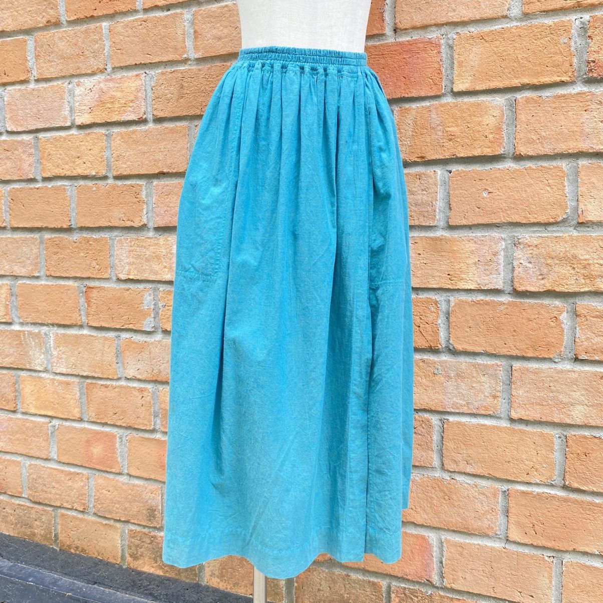 Issey Miyake Plantation Teal Cotton Midi Skirt Size 25" / US 0 / IT 36 - 2 Thumbnail