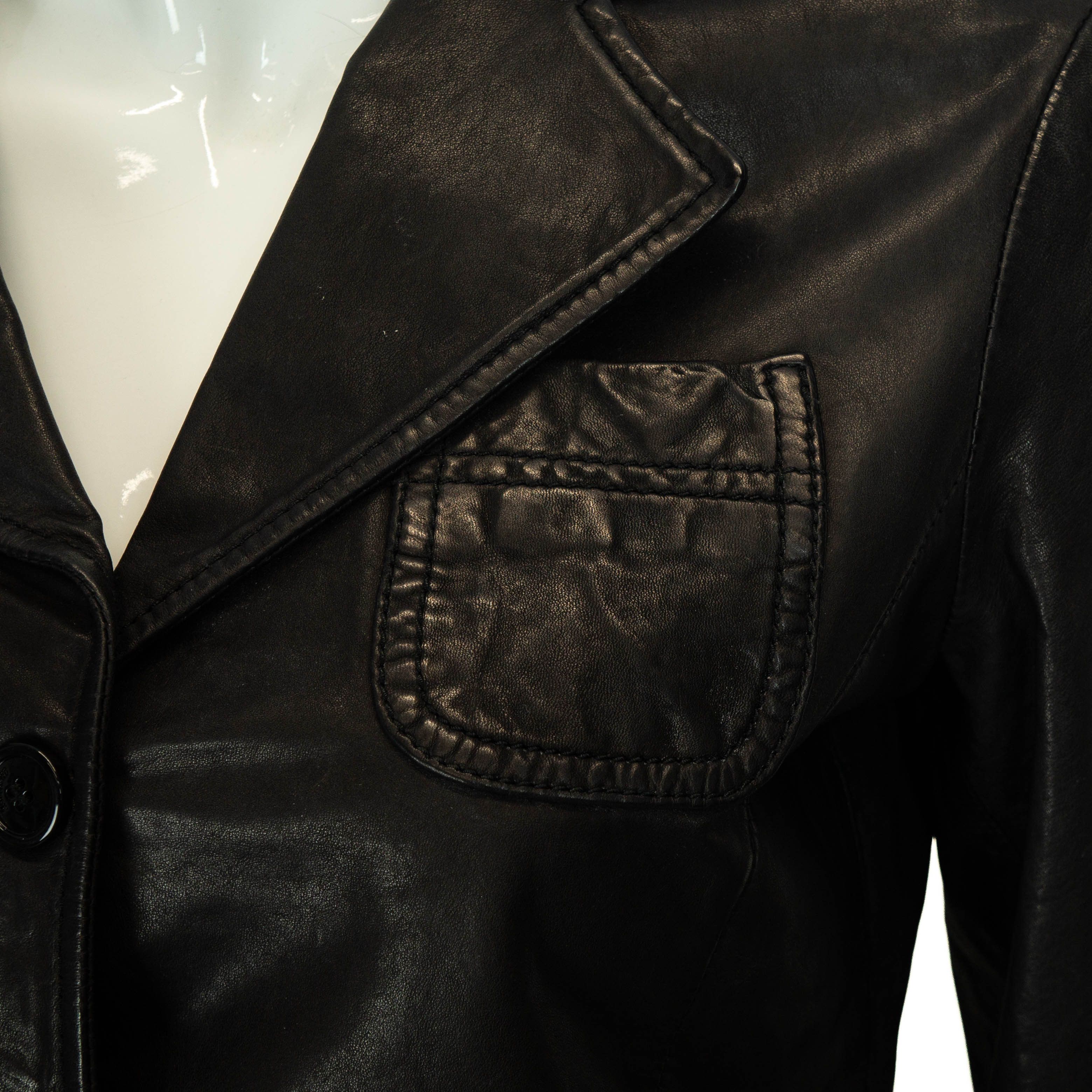 John Galliano JOHN GALLIANO Women Black Leather Jacket Size M / US 6-8 / IT 42-44 - 6 Thumbnail