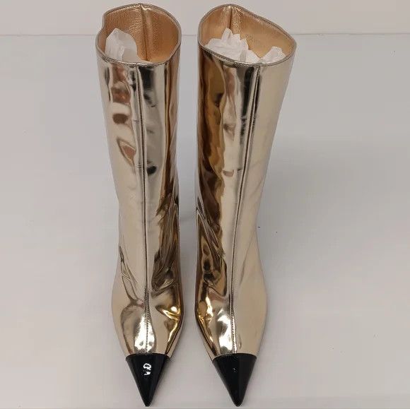 Jimmy Choo Jimmy Choo Cierra Metallic Cap-Toe Stiletto Booties - EU36.5 Size US 6.5 / IT 36.5 - 4 Thumbnail