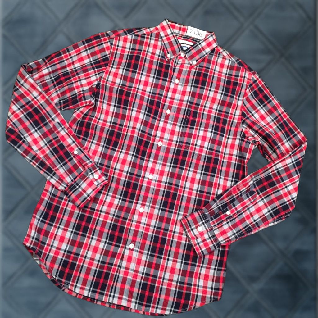 Old Navy Old Navy Shirt Mens Slim Red Black Plaid Long Sleeve Button-Up Size S Size US S / EU 44-46 / 1 - 1 Thumbnail
