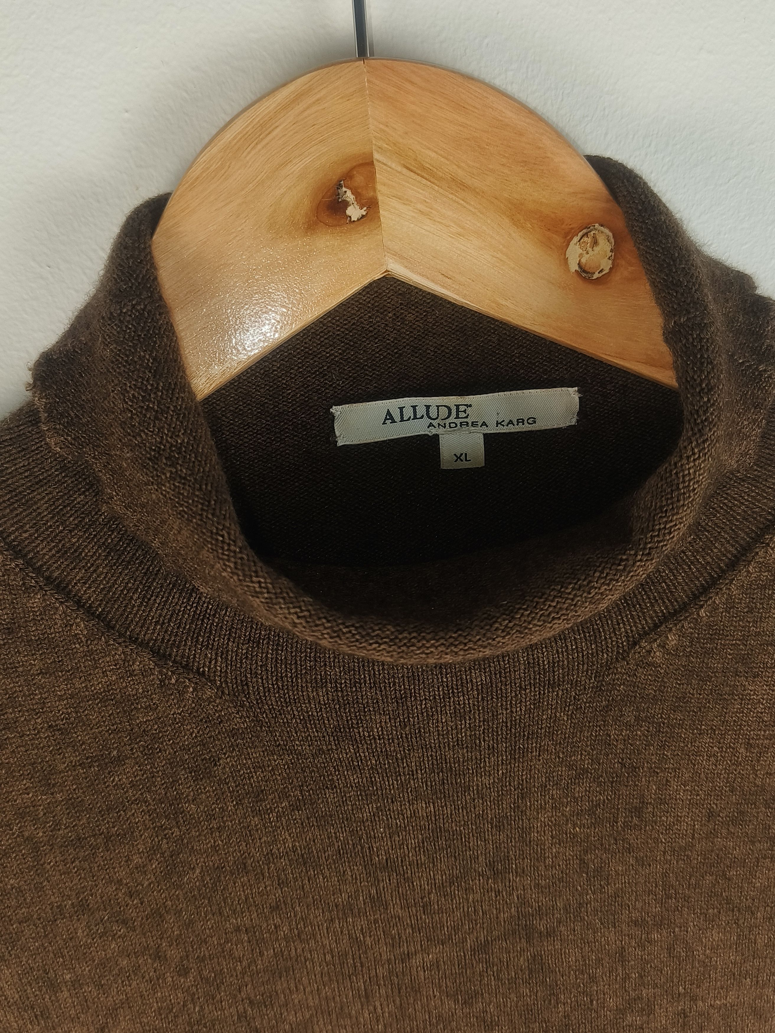 Vintage Allude by Andrea Karg Silk Cashmere Mock Neck Sweater Size XL / US 12-14 / IT 48-50 - 2 Thumbnail