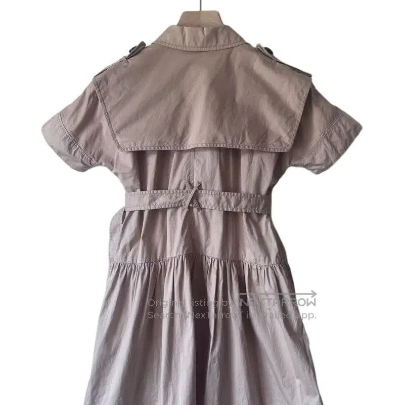 Burberry Burberry Summer Khaki Cotton Dress for Women. Size L / US 10 / IT 46 - 2 Thumbnail