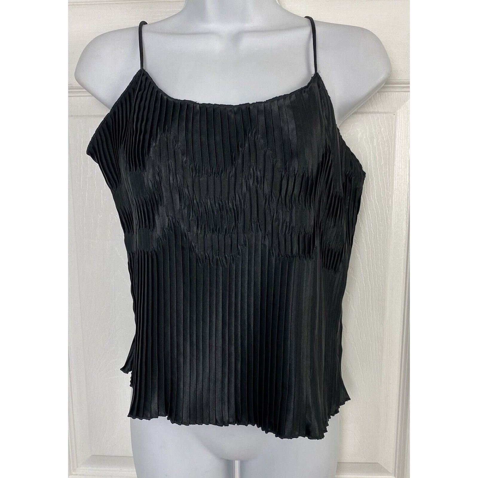 Other Ilise Stevens Tank Top Crinkle Black Silky USA Blouse Size S / US 4 / IT 40 - 1 Thumbnail