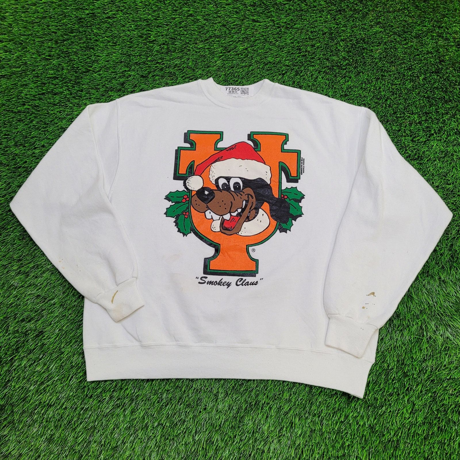 Hanes Vintage 90s UT Dog Sweatshirt L/XL 23x23 Boxy Smokey-Claus Size US XL / EU 56 / 4 - 1 Thumbnail