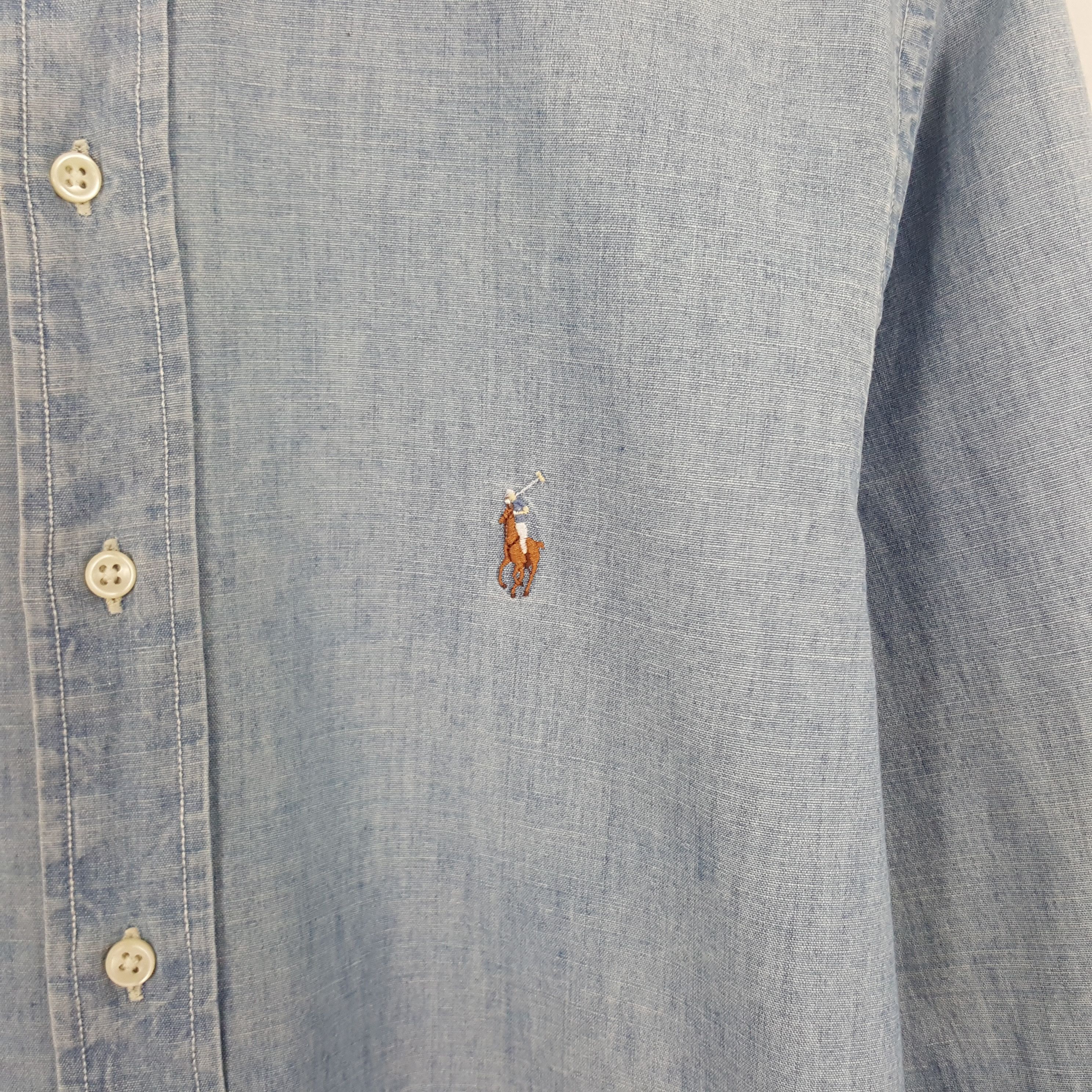 Polo Ralph Lauren × Ralph Lauren × Vintage Vintage Polo Ralph Lauren Denim Button Up Shirt Size US M / EU 48-50 / 2 - 2 Thumbnail