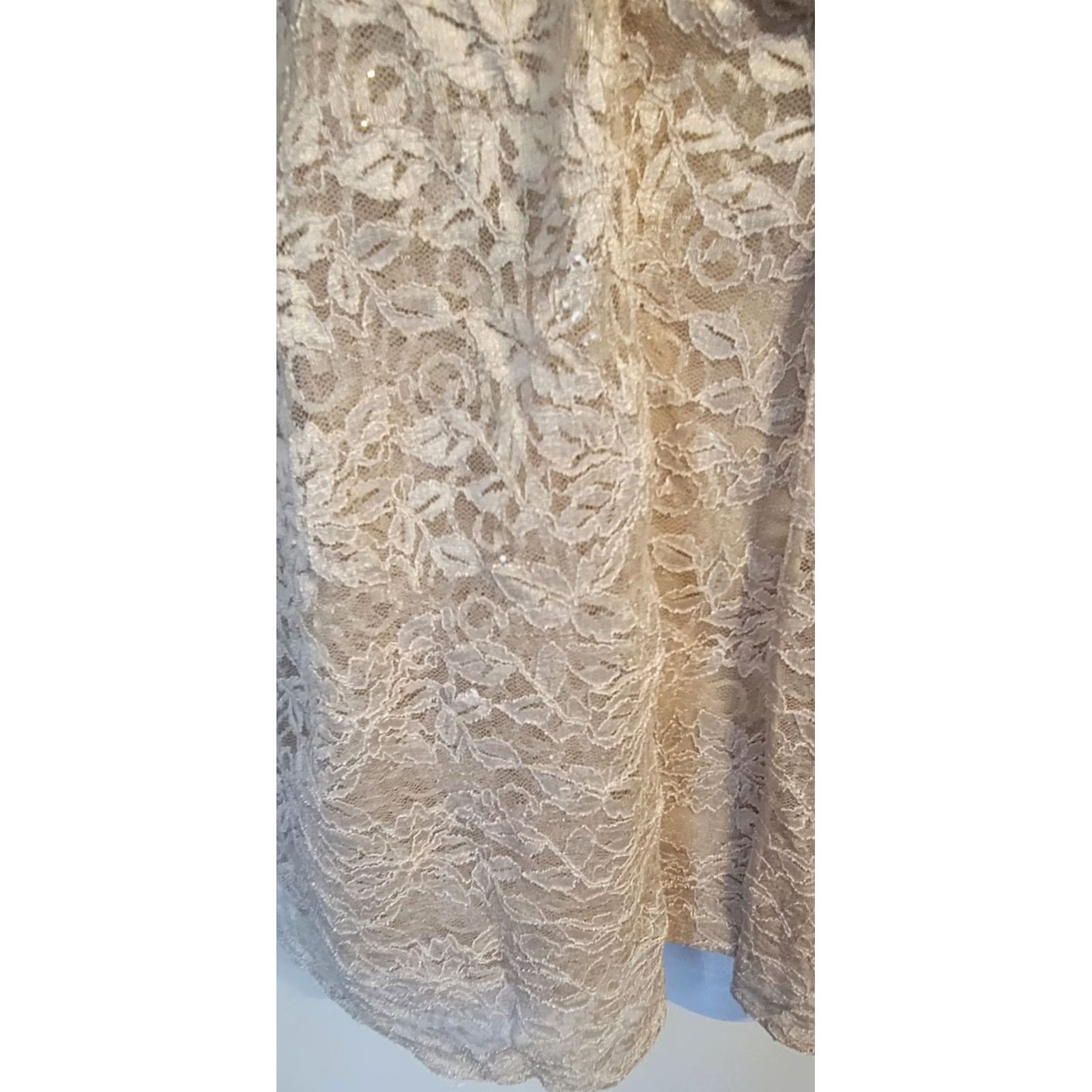Alex Evenings VINTAGE 90s Alex Evenings Champagne Sparkle Lace 2 Pc Layered Top Jacket 3X Ladies Eveningwear Set 3X Size XXL / US 16-18 / IT 52-54 - 2 Thumbnail