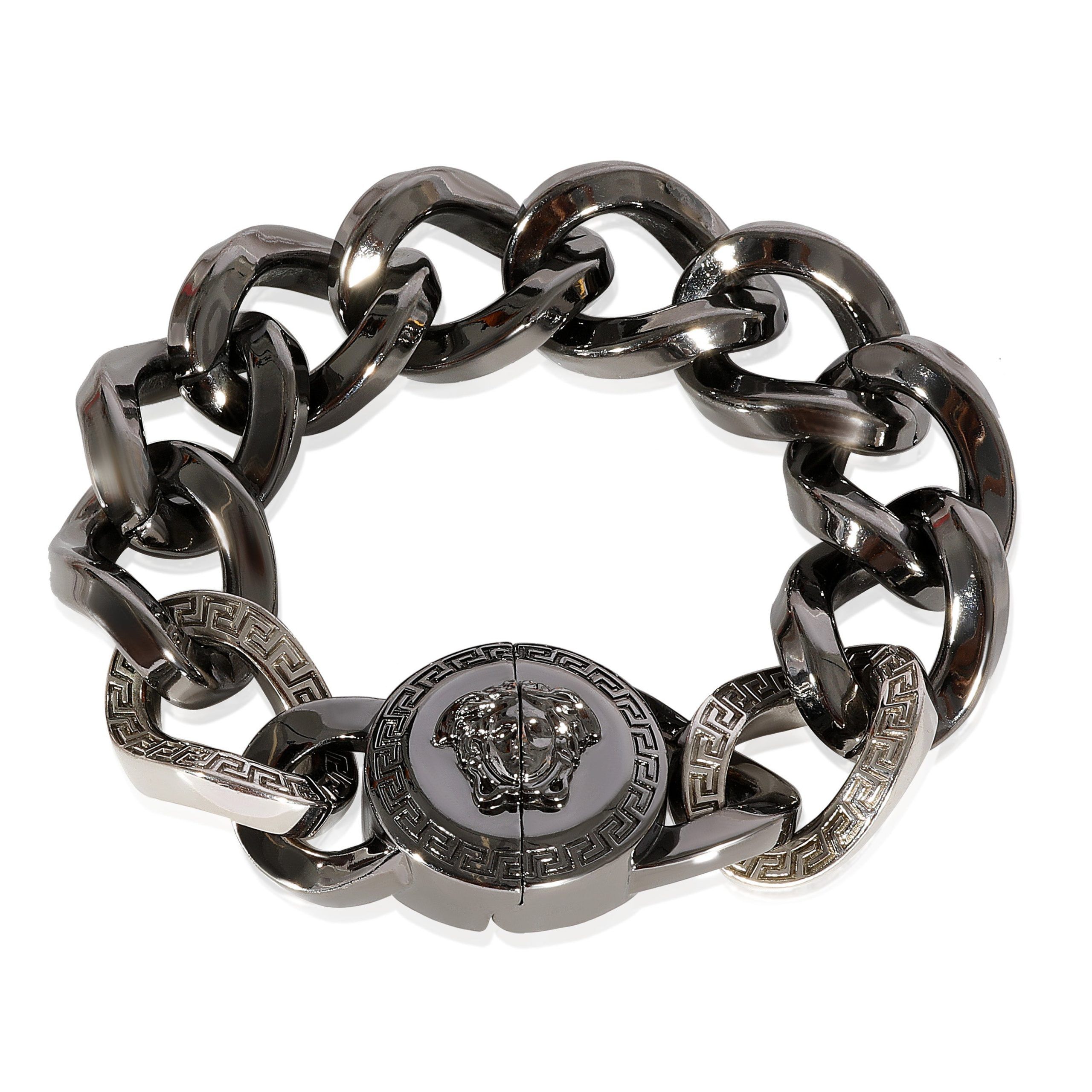 image of Ruthenium Versace Medusa Chain Bracelet in Silver, Women's