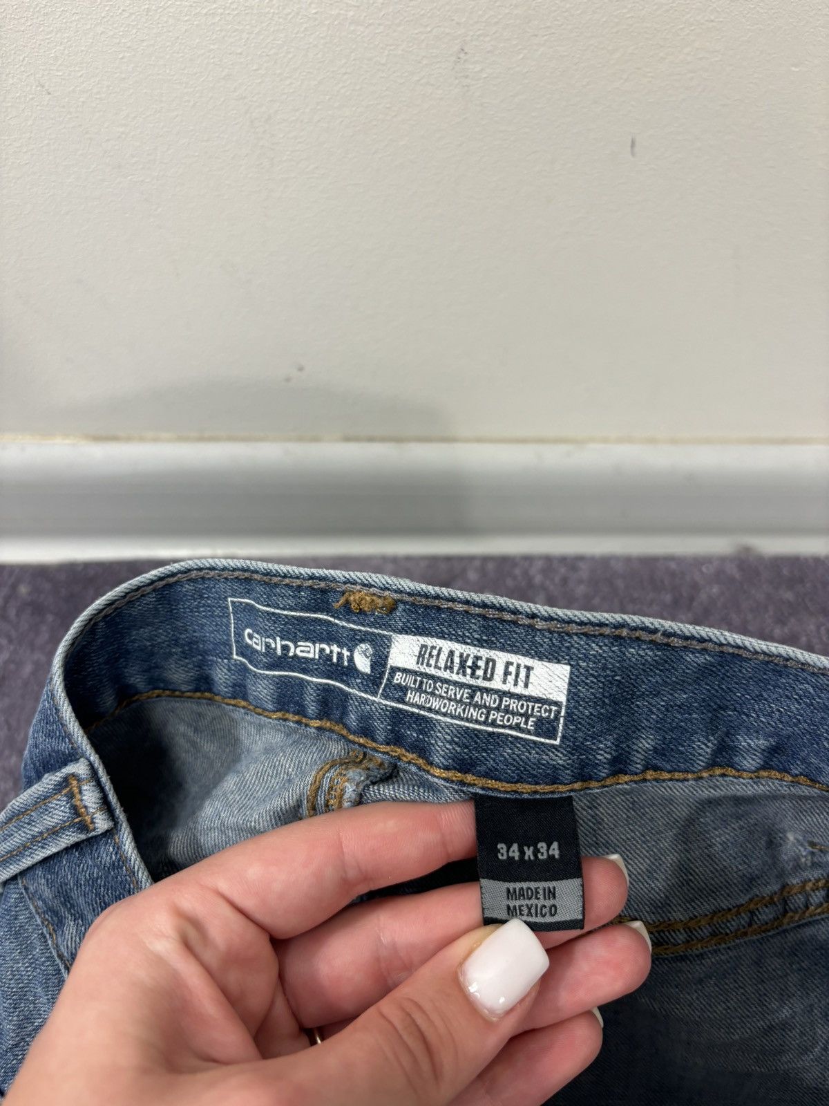 Carhartt Vintage Carhartt Relaxed Fit Workwear Faded Blue Denim Jeans Size US 34 / EU 50 - 18 Thumbnail