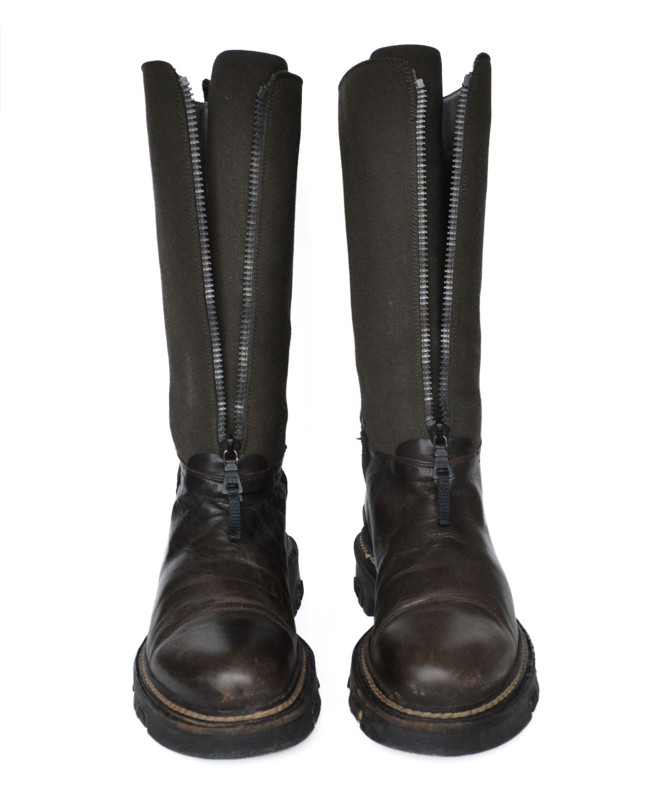 Prada 🔴 PRADA Boots Vintage Leather Tall Brown Khaki Front Zip Size US 10 / IT 40 - 4 Thumbnail
