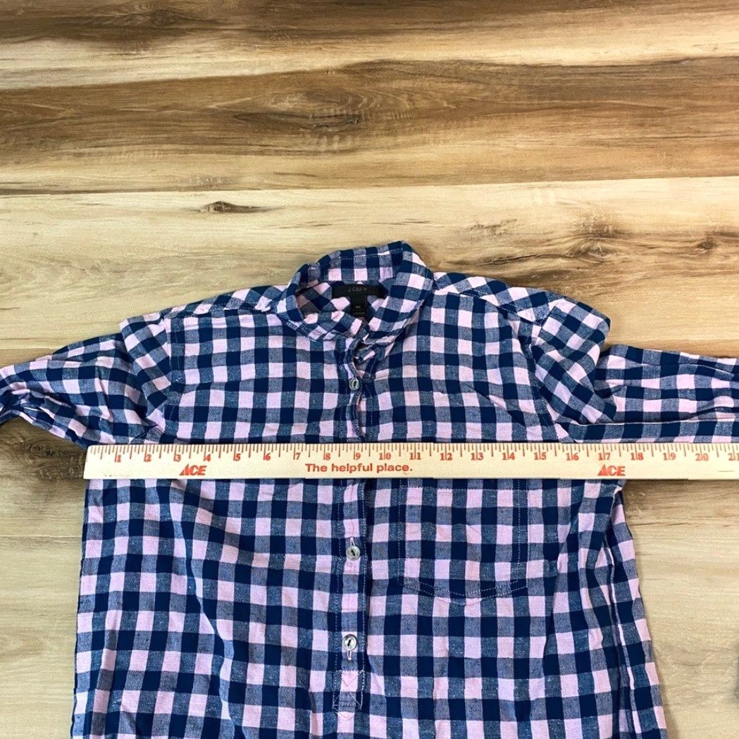 Pinko J Crew Popover Shirt 00 Gingham Plaid Pink Blue Top Womens Size XXS / US 00 / IT 34 - 7 Thumbnail