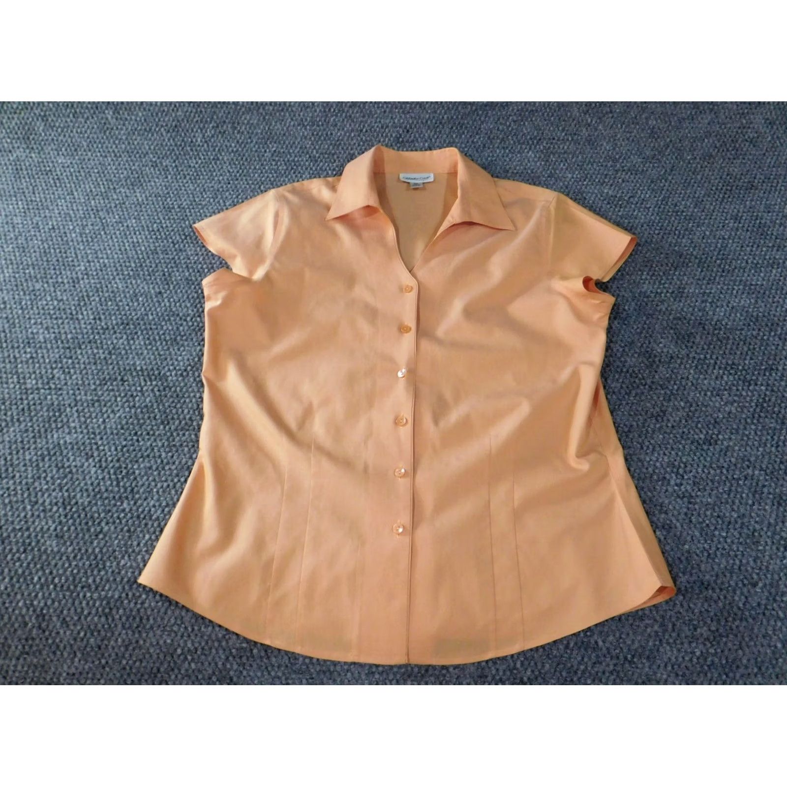 Coldwater Creek Coldwater Creek Womens Blouse Button-Up Orange Short Sleeve Petite PM Classic Casual Shirts Womens Size M / US 6-8 / IT 42-44 - 2 Thumbnail