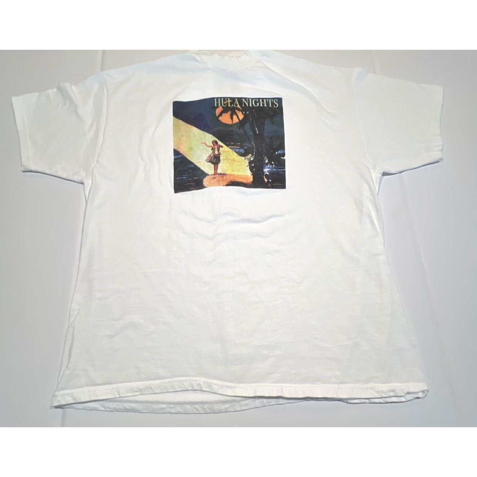 Hanes VINTAGE Hula Nights T Shirt Men’s 2XL HULA Nights White Graphic Size US XXL / EU 58 / 5 - 6 Thumbnail