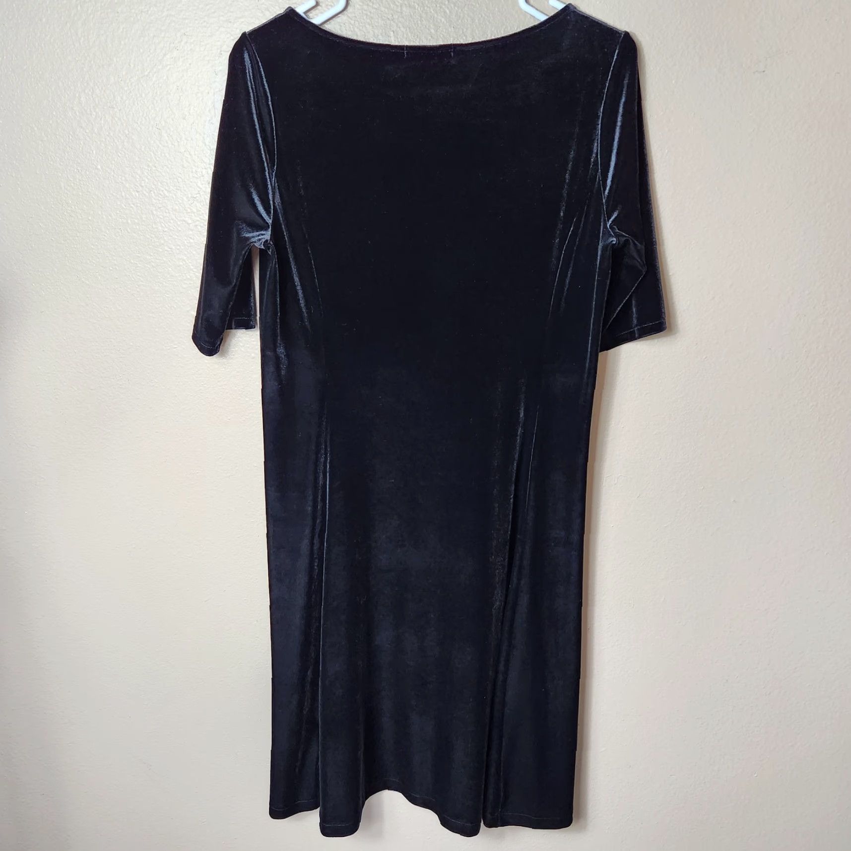 Lands' End VINTAGE Lands' End Black Velvet Half Sleeve Knee Length A-Line Dress M 10/12 Womens Black Velvet Party Cocktail Holiday Whimsigoth Womens Dress Size M / US 6-8 / IT 42-44 - 4 Thumbnail