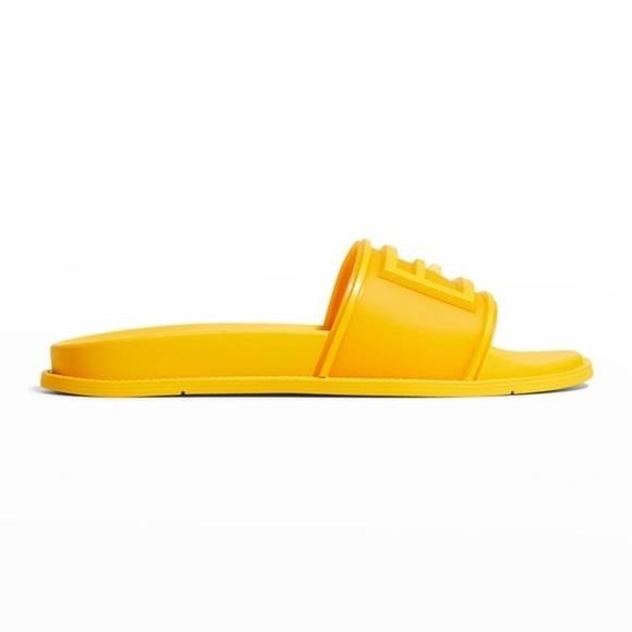 Fendi NEW - FENDI Logo-Embossed Baguette Rubber Slide Sandals - Ye Size US 7.5 / EU 40-41 - 6 Thumbnail