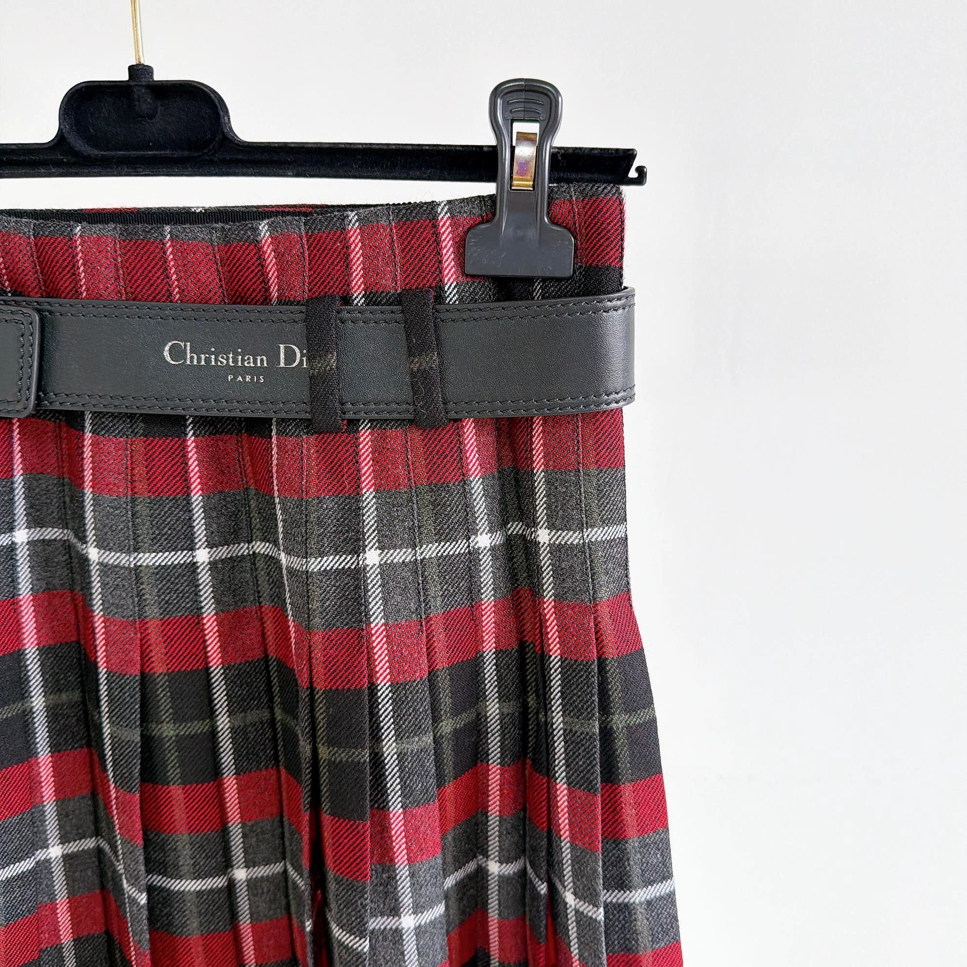 Christian Louboutin CD colorblock check wool pleated skirt F34 Size 25" / US 0 / IT 36 - 5 Thumbnail
