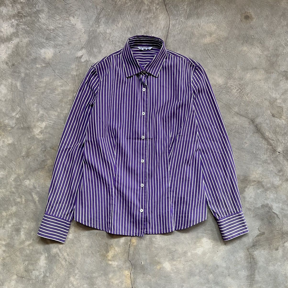Loro Piana Loro Piana Purple Stripe Long Sleeve Button up Shirt Size S / US 4 / IT 40 - 1 Thumbnail