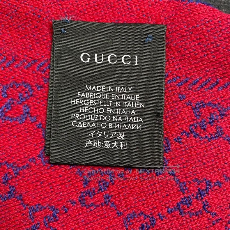 Gucci Gucci Blue and red old flower full printed wool scarf Size ONE SIZE - 4 Thumbnail