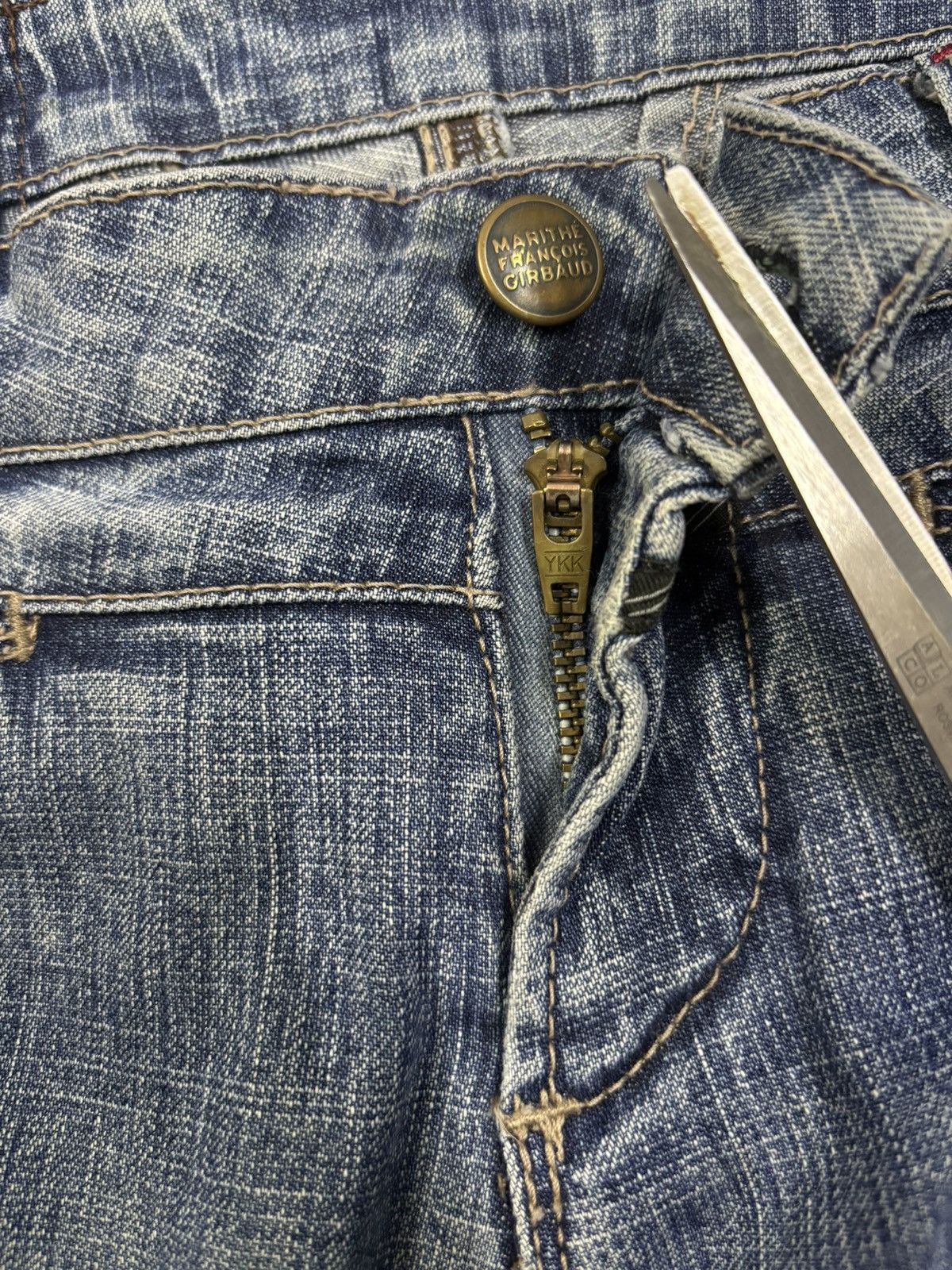 Marithe + Francois Girbaud Vintage Marithe Francois Girbaud Flare Distressed Jeans Size 29" - 16 Thumbnail