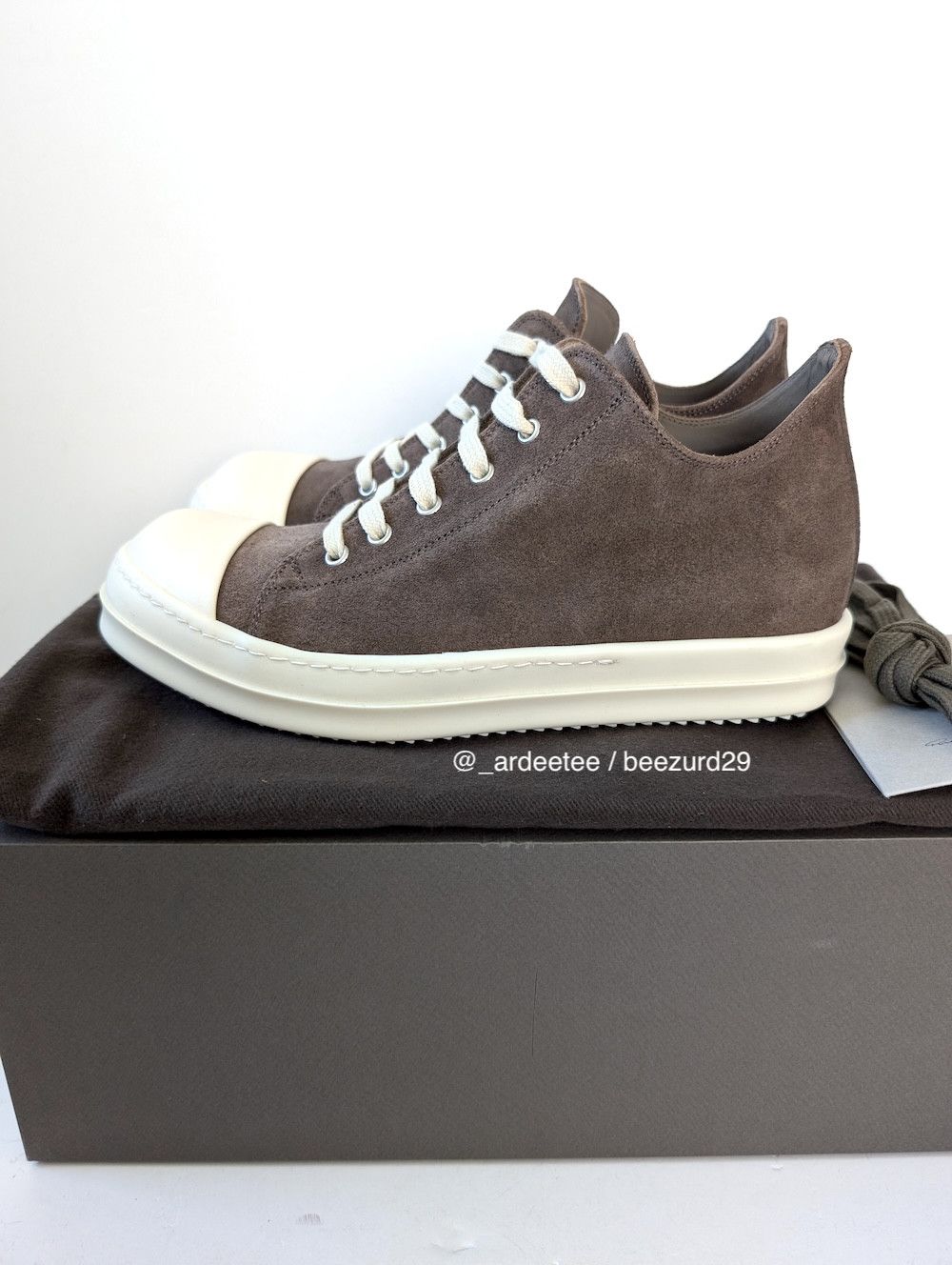 Rick Owens *NEW* MAINLINE DUST SUEDE RAMONES LOW FW22 STROBE Size US 8 / EU 41 - 3 Thumbnail
