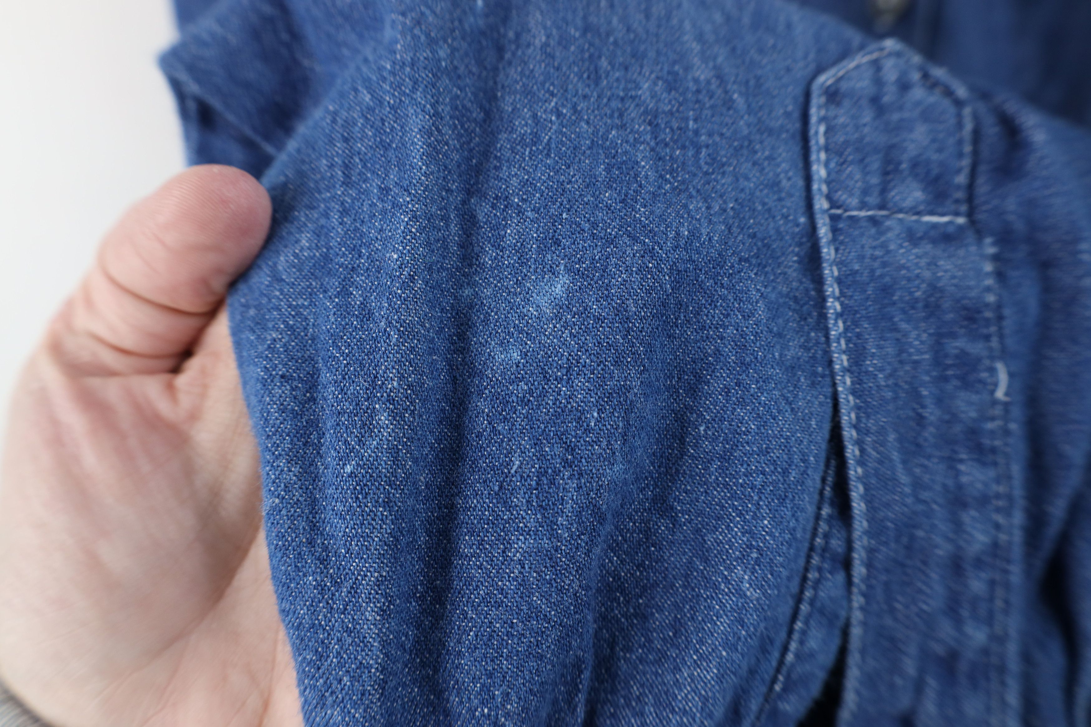 Vintage Vintage 90s Streetwear Denim Jean Band Collar Button Shirt Size 4XL / US 24-26 - 10 Thumbnail