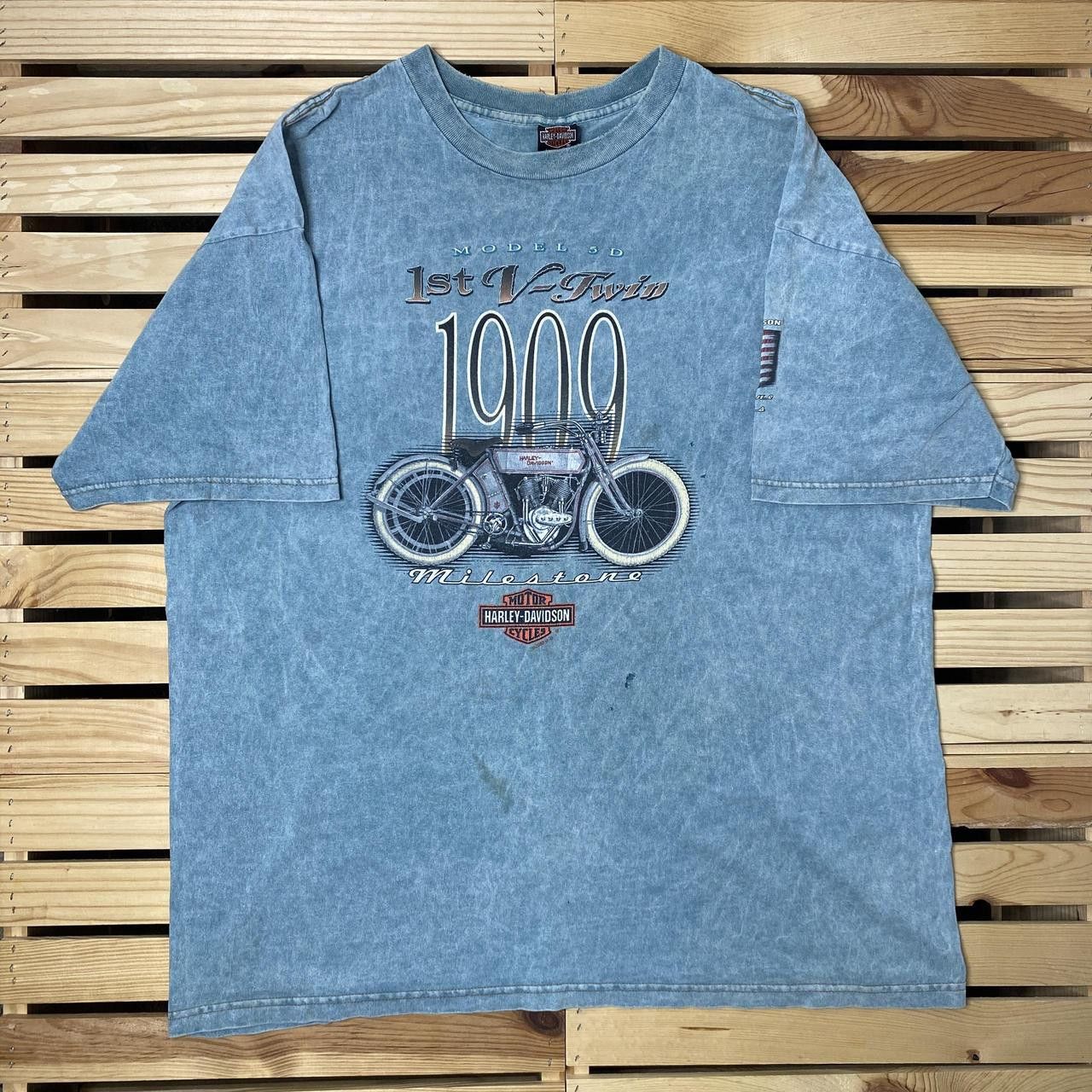 Harley Davidson Vintage Harley Davidson WA Blue Thrashed Biker Tee Size XL Size US XL / EU 56 / 4 - 1 Thumbnail